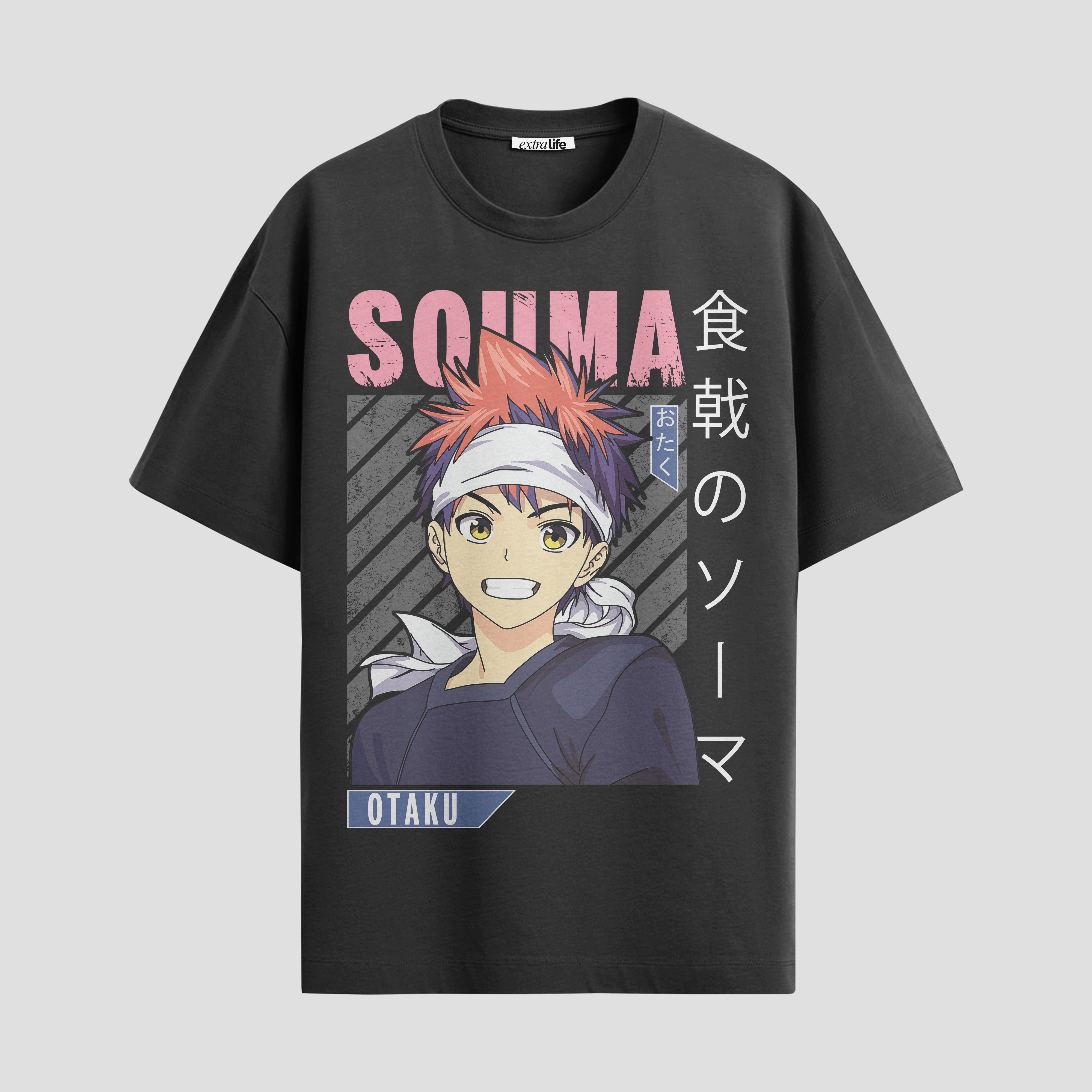 Playera urbana de anime y gaming ExtraLife MX, corte Standard Fit unisex ligero y transpirable en color Deep Black y Pure White, ropa de uso diario para gym y casual.
