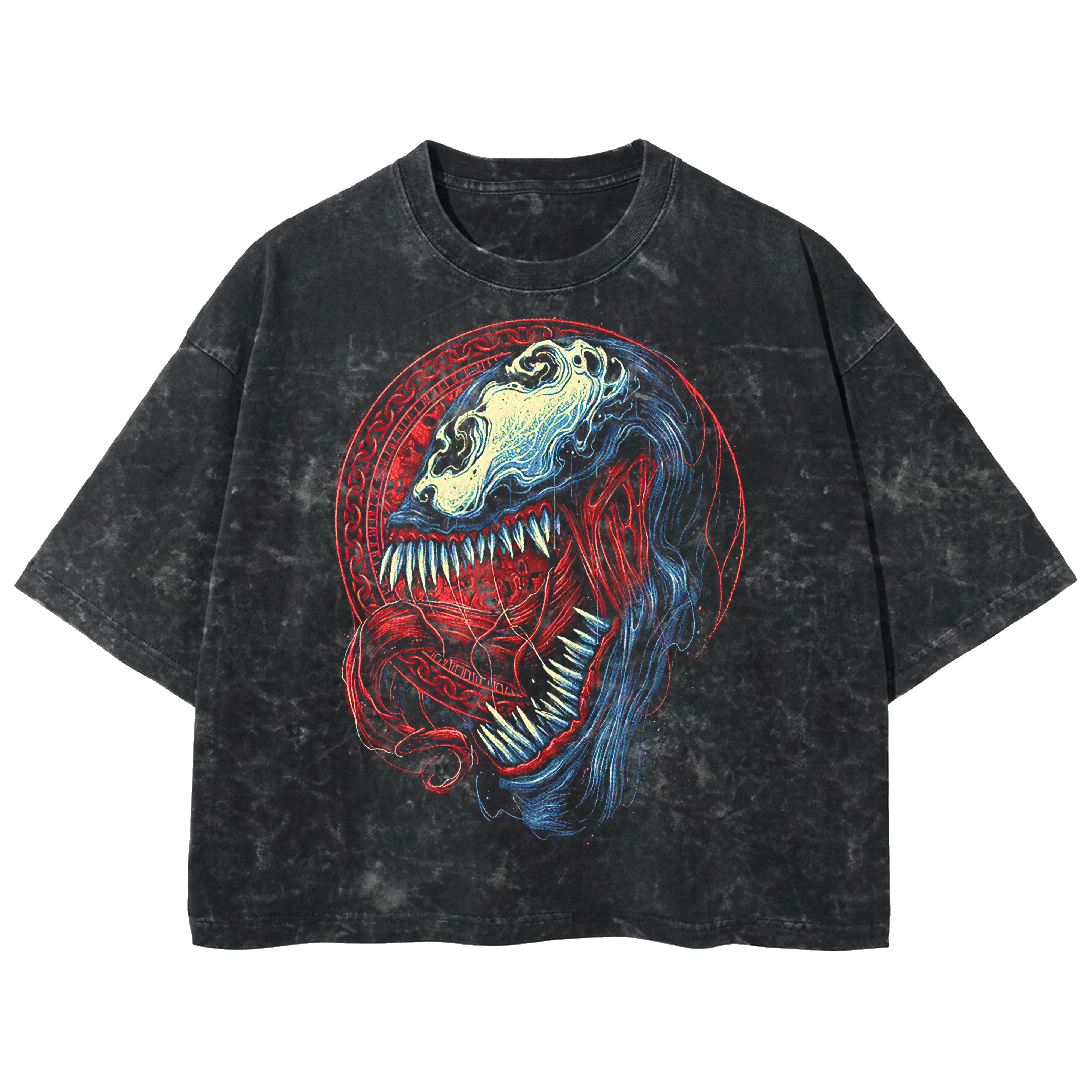 Playera streetwear premium de anime y gaming ExtraLife MX, corte boxy deluxe mineral wash heavyweight en color Acid Wash, moda urbana mexicana de culto.