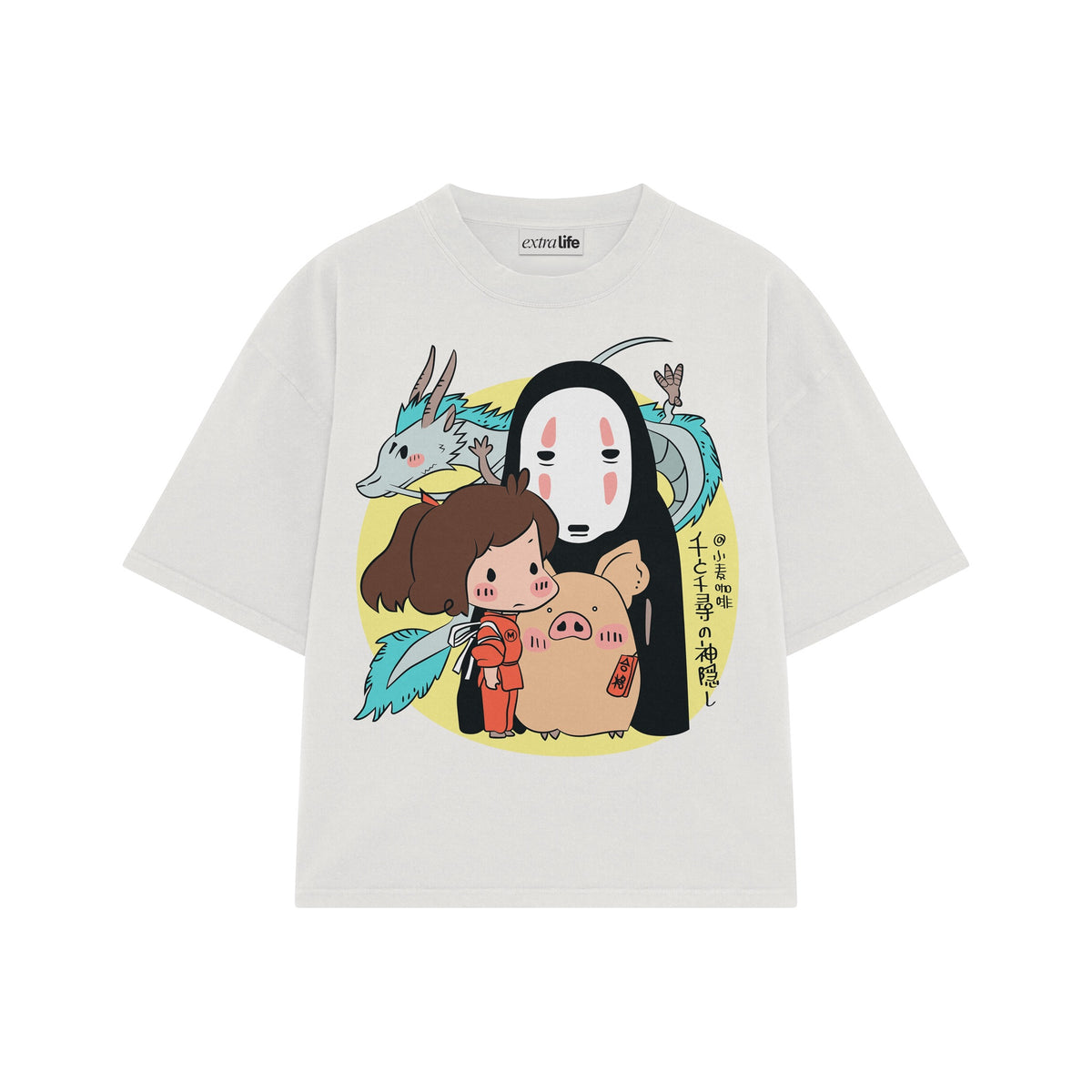 Playera streetwear premium de anime y gaming ExtraLife MX, corte oversized drop shoulder ligero y fresco en color Deep Black y Off-White, moda urbana mexicana de culto.