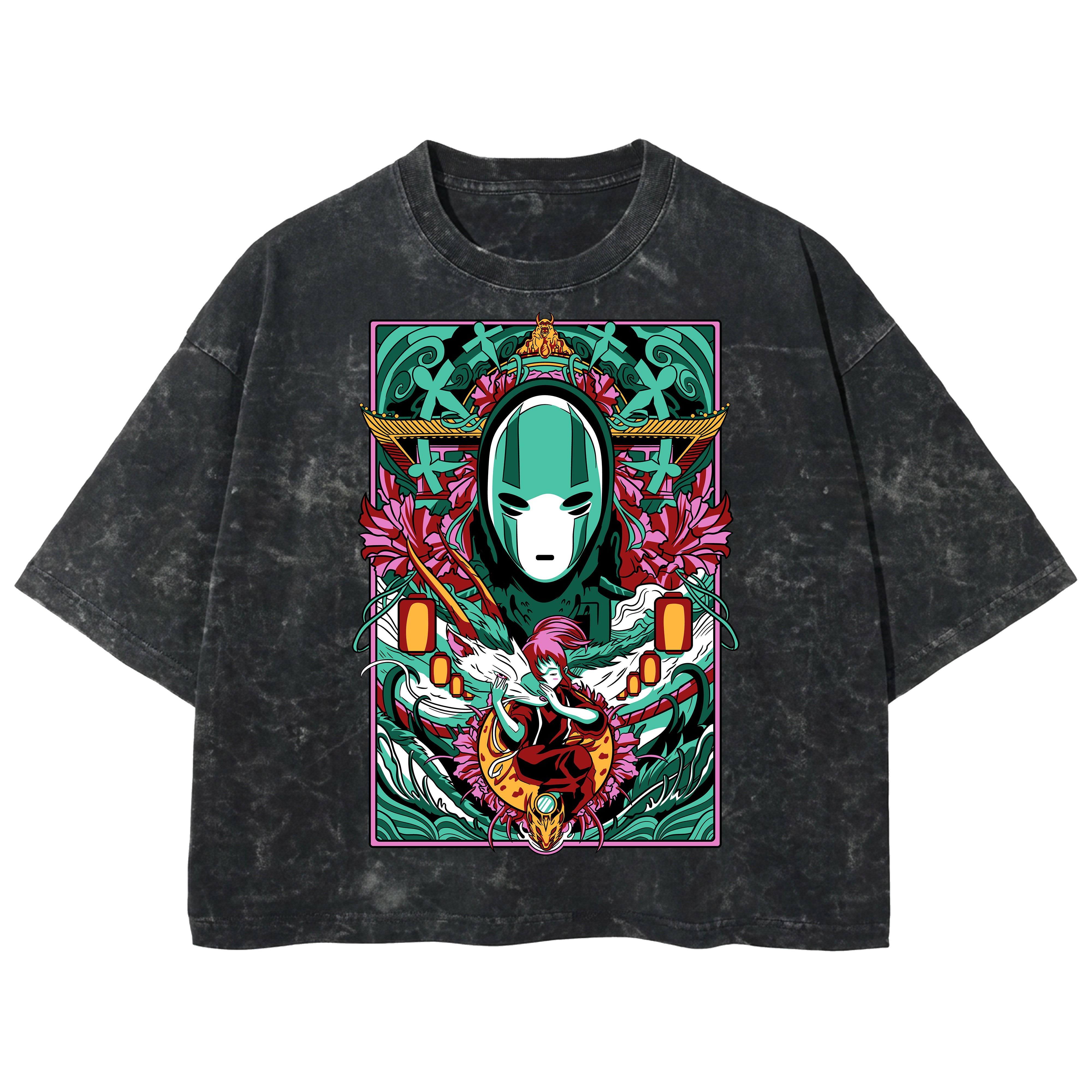 Playera streetwear premium de anime y gaming ExtraLife MX, corte boxy deluxe mineral wash heavyweight en color Acid Wash, moda urbana mexicana de culto.