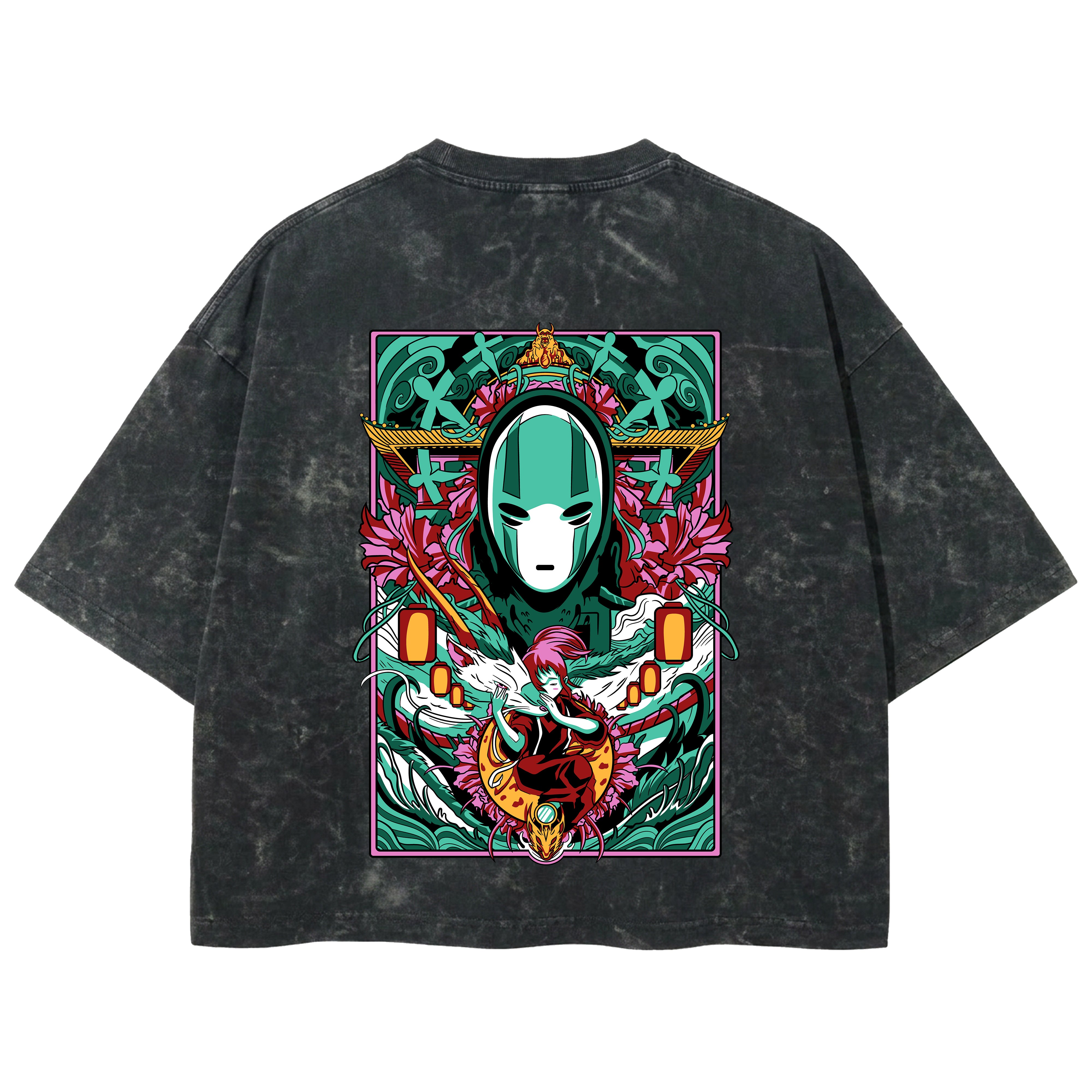 Playera streetwear premium de anime y gaming ExtraLife MX, corte boxy deluxe mineral wash heavyweight en color Acid Wash, moda urbana mexicana de culto.