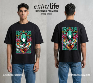 El Estudio del Viento | El Viaje del Bien #04102 - Playera Oversized Premium | Deep Black - Foto en modelo
