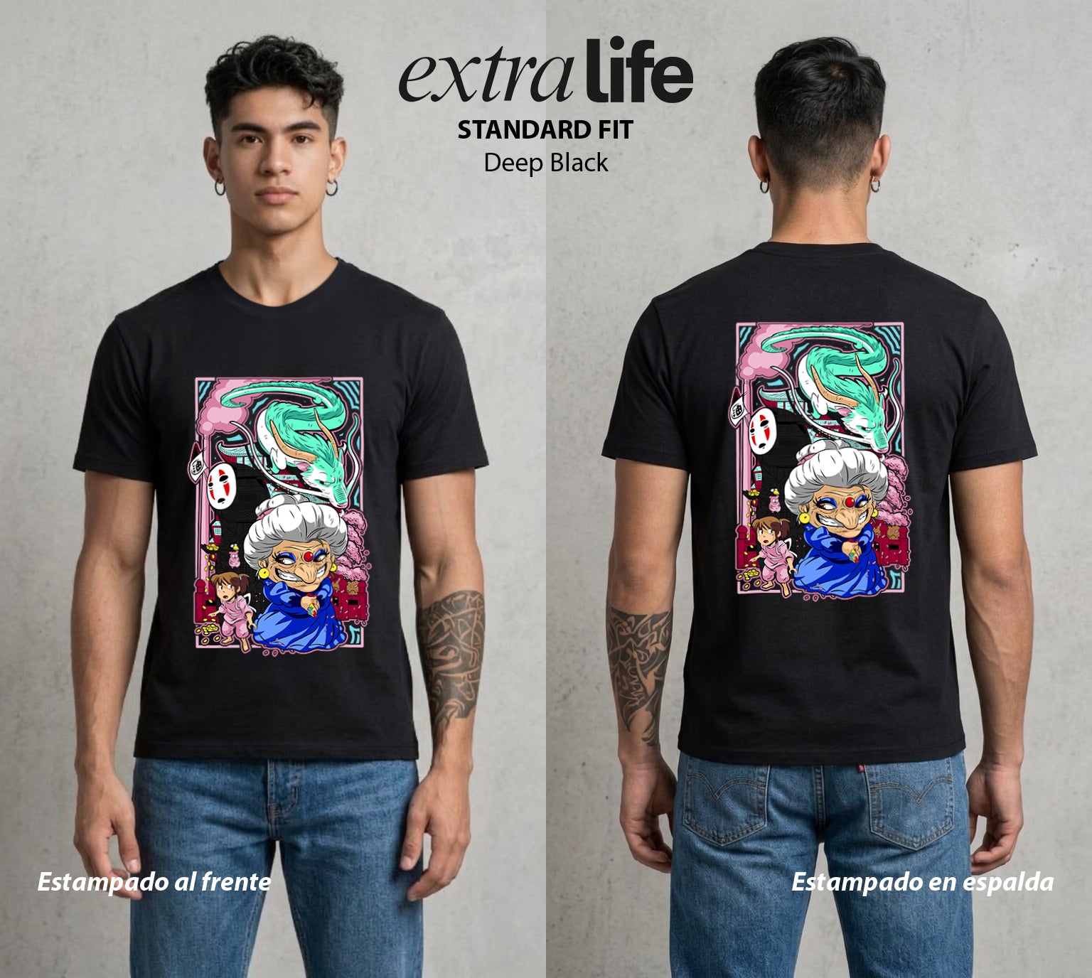 El Estudio del Viento | Los del Baño #04104 - Playera Standard Fit | Deep Black - Foto en modelo
