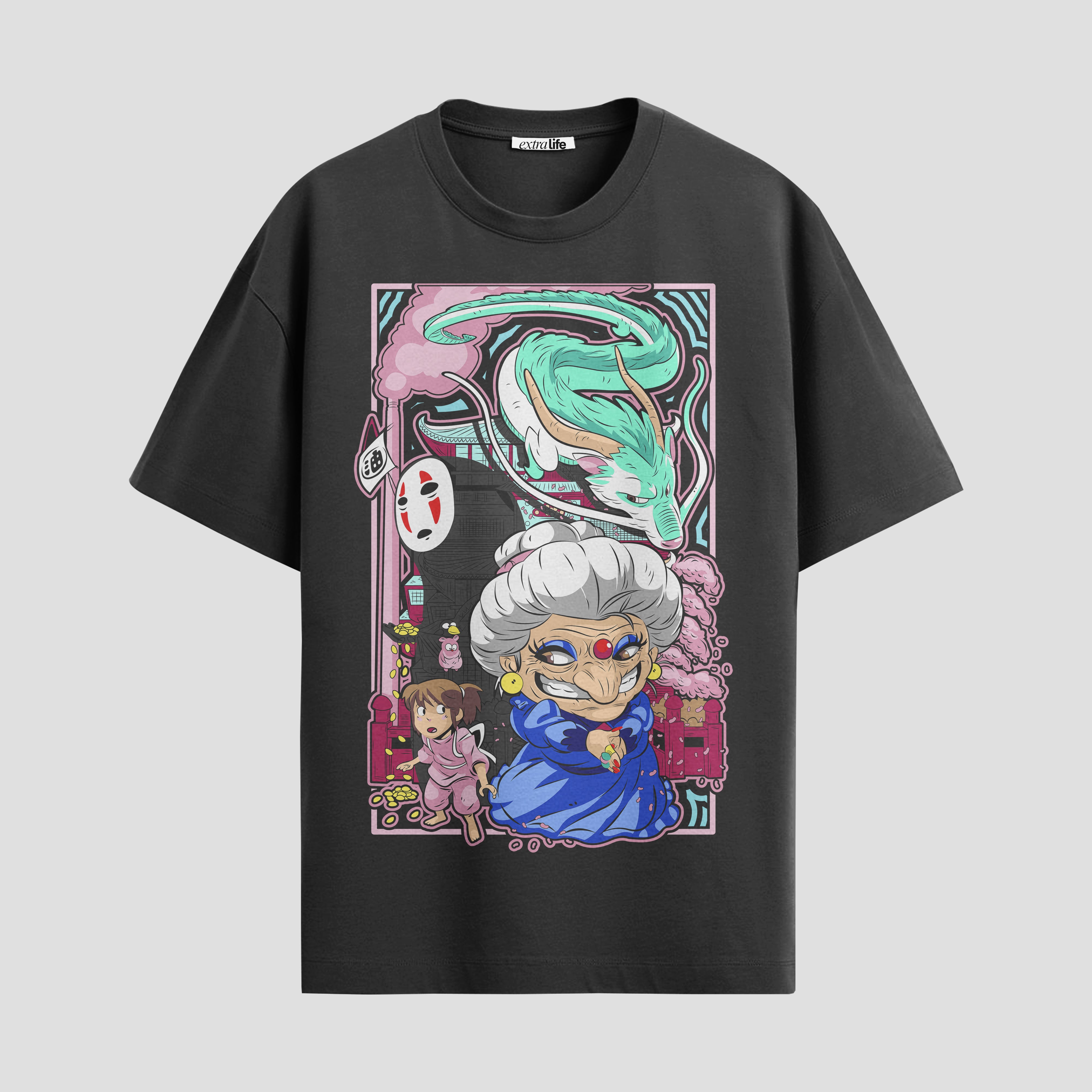 Playera urbana de anime y gaming ExtraLife MX, corte Standard Fit unisex ligero y transpirable en color Deep Black y Pure White, ropa de uso diario para gym y casual.