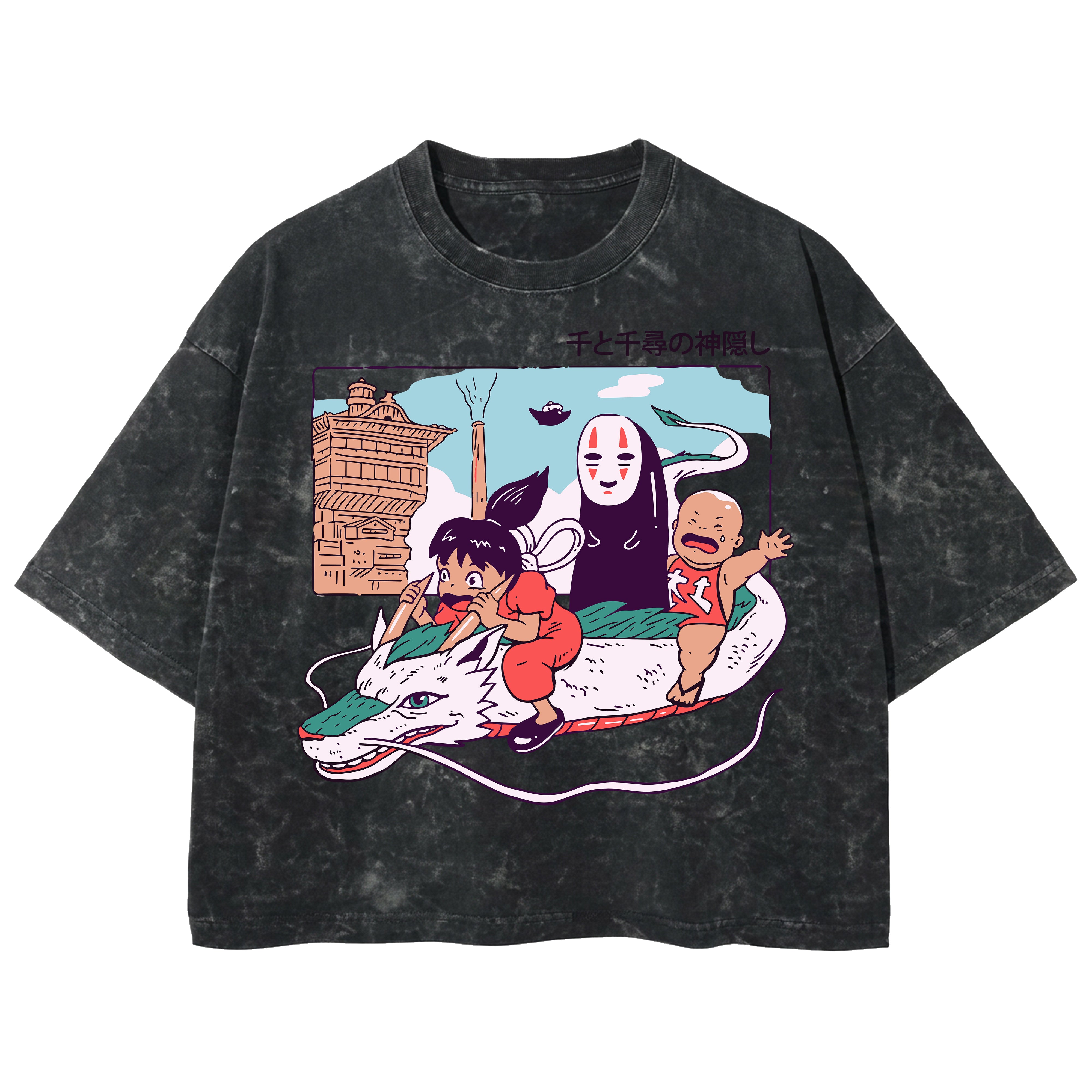 Playera streetwear premium de anime y gaming ExtraLife MX, corte boxy deluxe mineral wash heavyweight en color Acid Wash, moda urbana mexicana de culto.