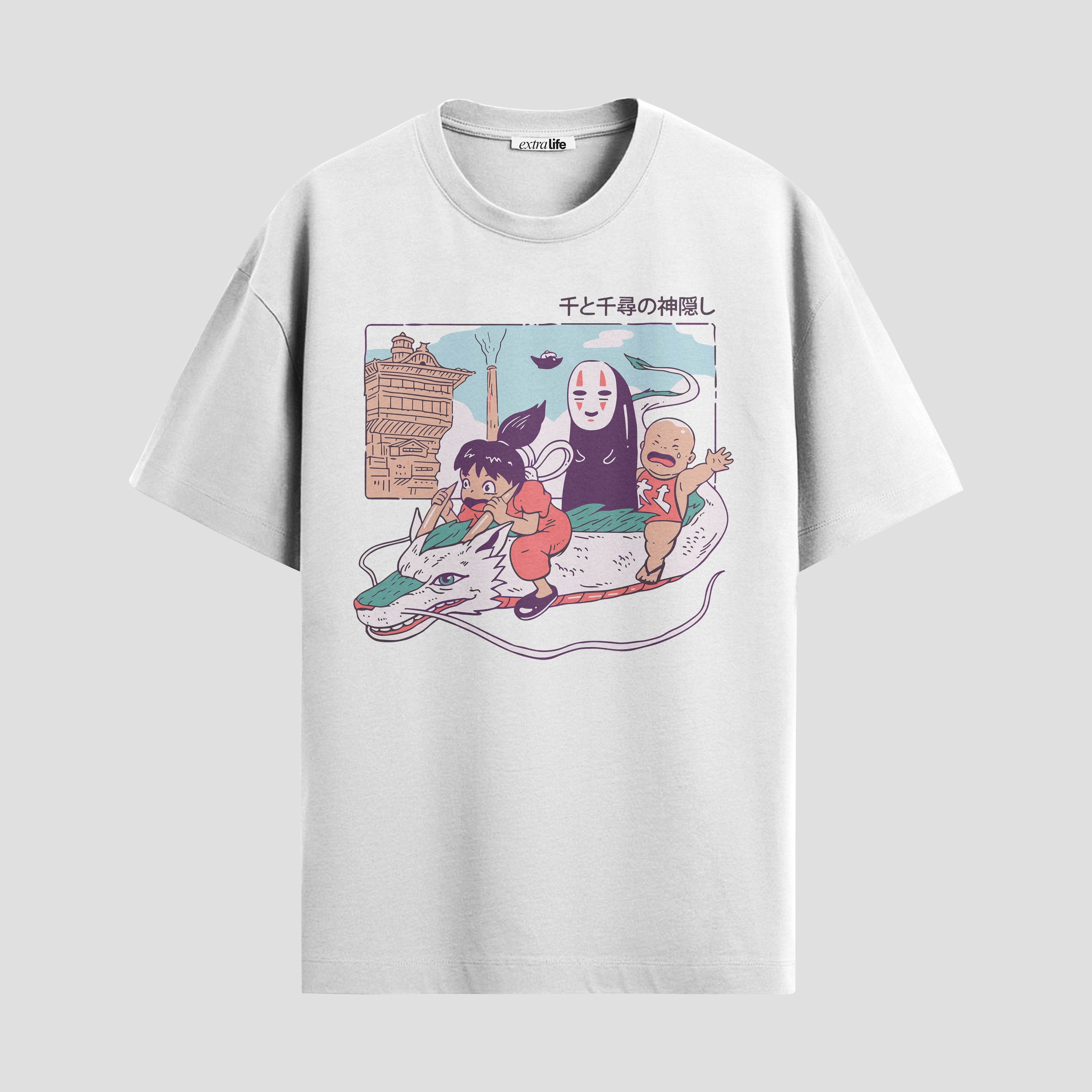 Playera urbana de anime y gaming ExtraLife MX, corte Standard Fit unisex ligero y transpirable en color Deep Black y Pure White, ropa de uso diario para gym y casual.