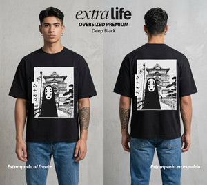 El Estudio del Viento | El Sin Cara #04107 - Playera Oversized Premium | Deep Black - Foto en modelo