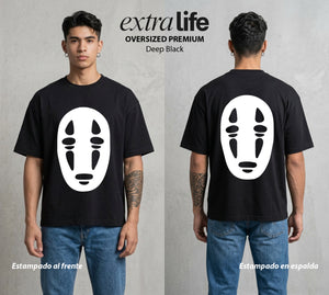 El Estudio del Viento | El Rostro del Espiritu #04109 - Playera Oversized Premium | Deep Black - Foto en modelo