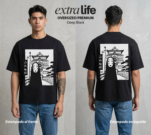 El Estudio del Viento | El Espiritu Silencioso #04110 - Playera Oversized Premium | Deep Black - Foto en modelo