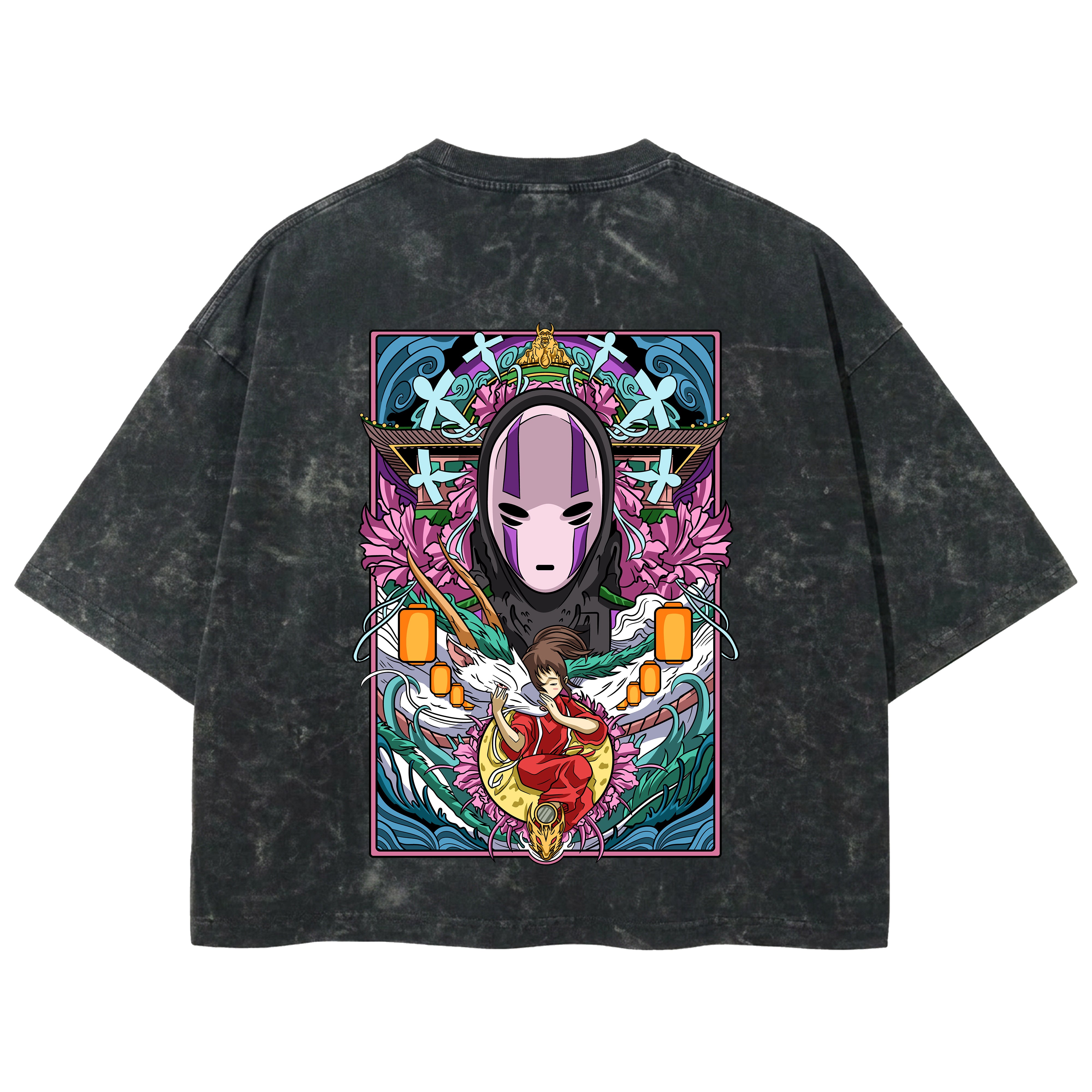 Playera streetwear premium de anime y gaming ExtraLife MX, corte boxy deluxe mineral wash heavyweight en color Acid Wash, moda urbana mexicana de culto.
