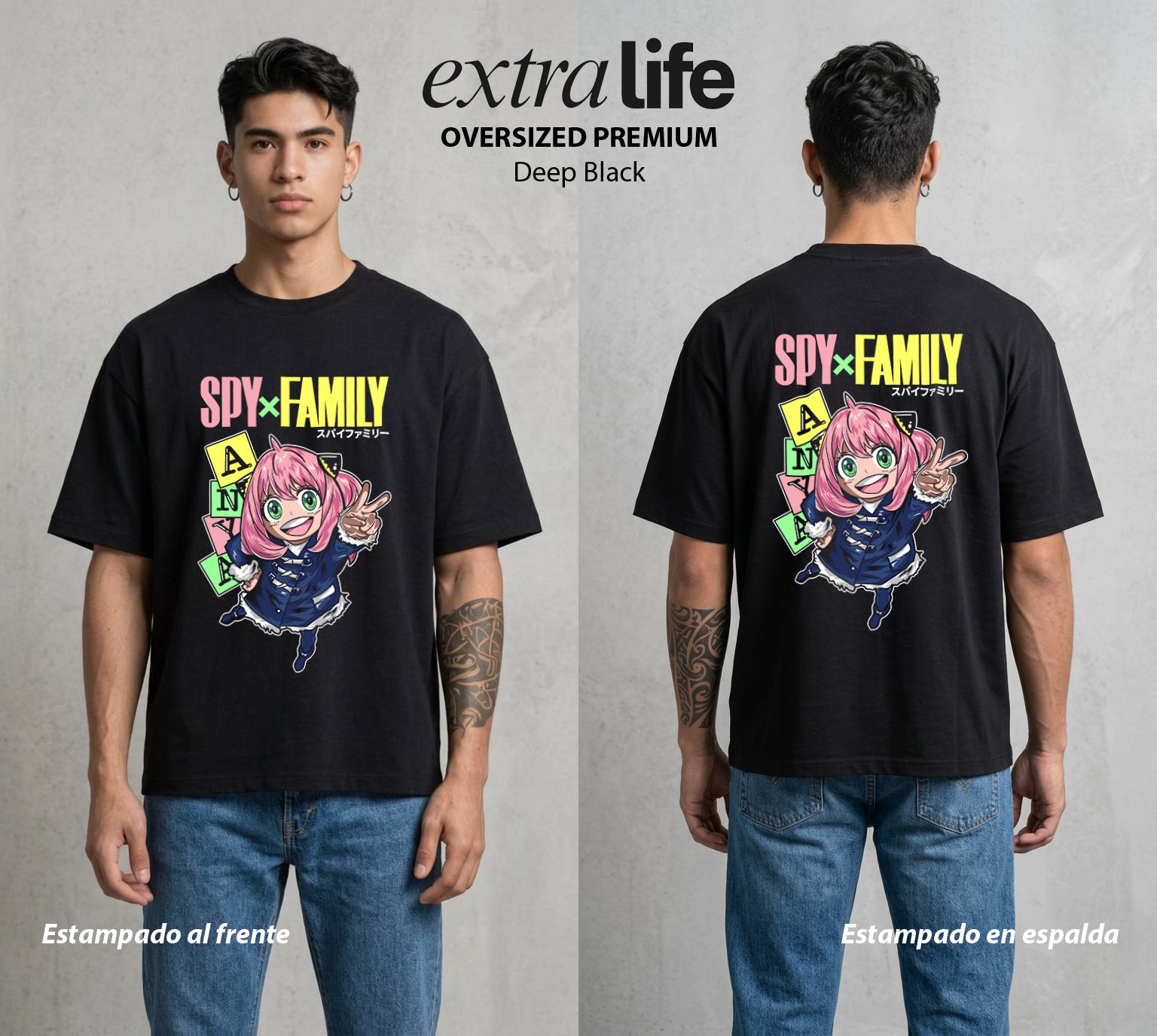 Familia de Operativos | La Agente del Bien #04114 - Playera Oversized Premium | Deep Black - Foto en modelo