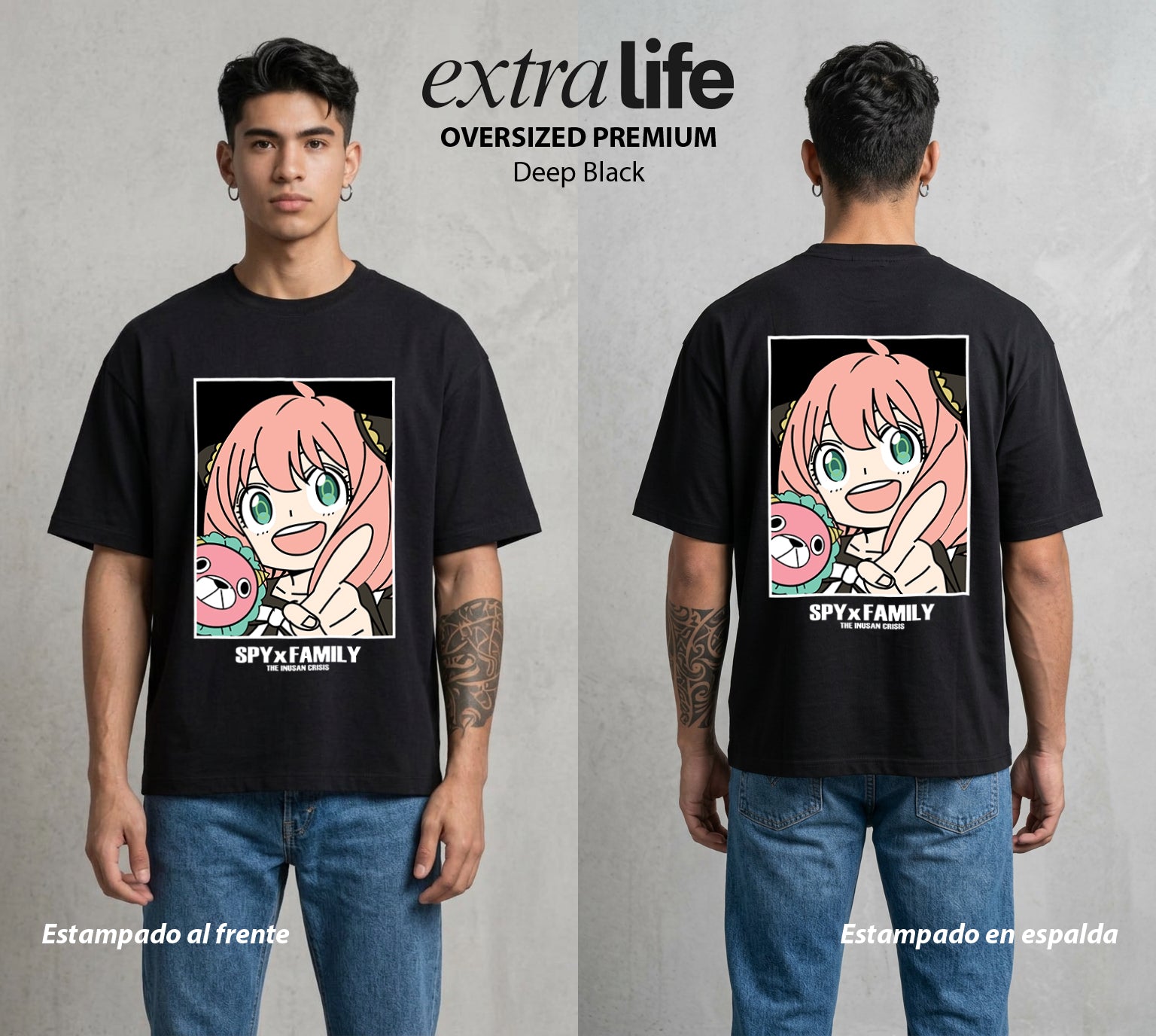Familia de Operativos | La Psiquica del Hogar #04121 - Playera Oversized Premium | Deep Black - Foto en modelo