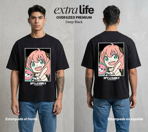 Familia de Operativos | La Psiquica del Hogar #04121 - Playera Oversized Premium | Deep Black - Foto en modelo