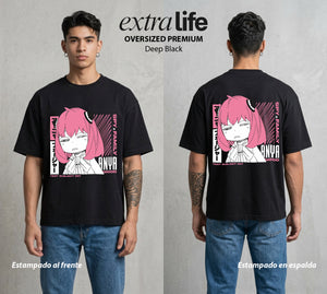 Familia de Operativos | El Secreto del Agente #04122 - Playera Oversized Premium | Deep Black - Foto en modelo