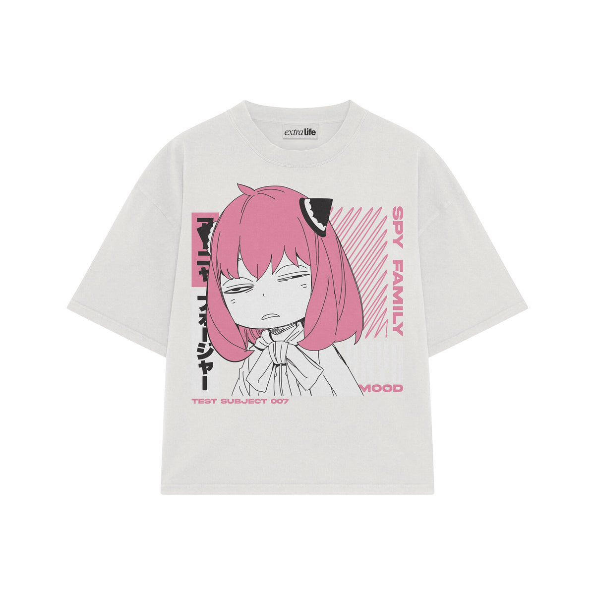 Playera streetwear premium de anime y gaming ExtraLife MX, corte oversized drop shoulder ligero y fresco en color Deep Black y Off-White, moda urbana mexicana de culto.