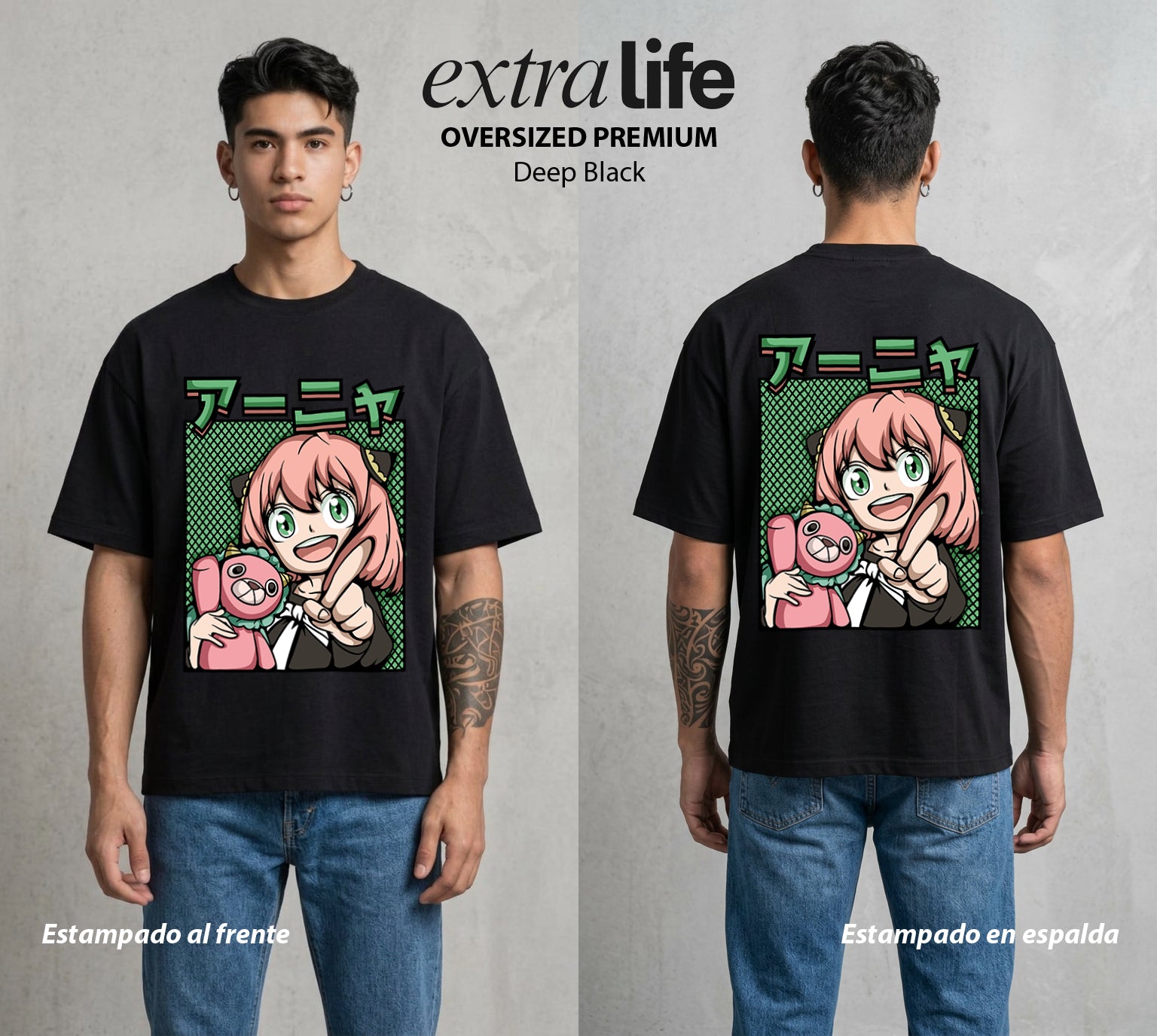 Familia de Operativos | La Espia del Jardin #04124 - Playera Oversized Premium | Deep Black - Foto en modelo