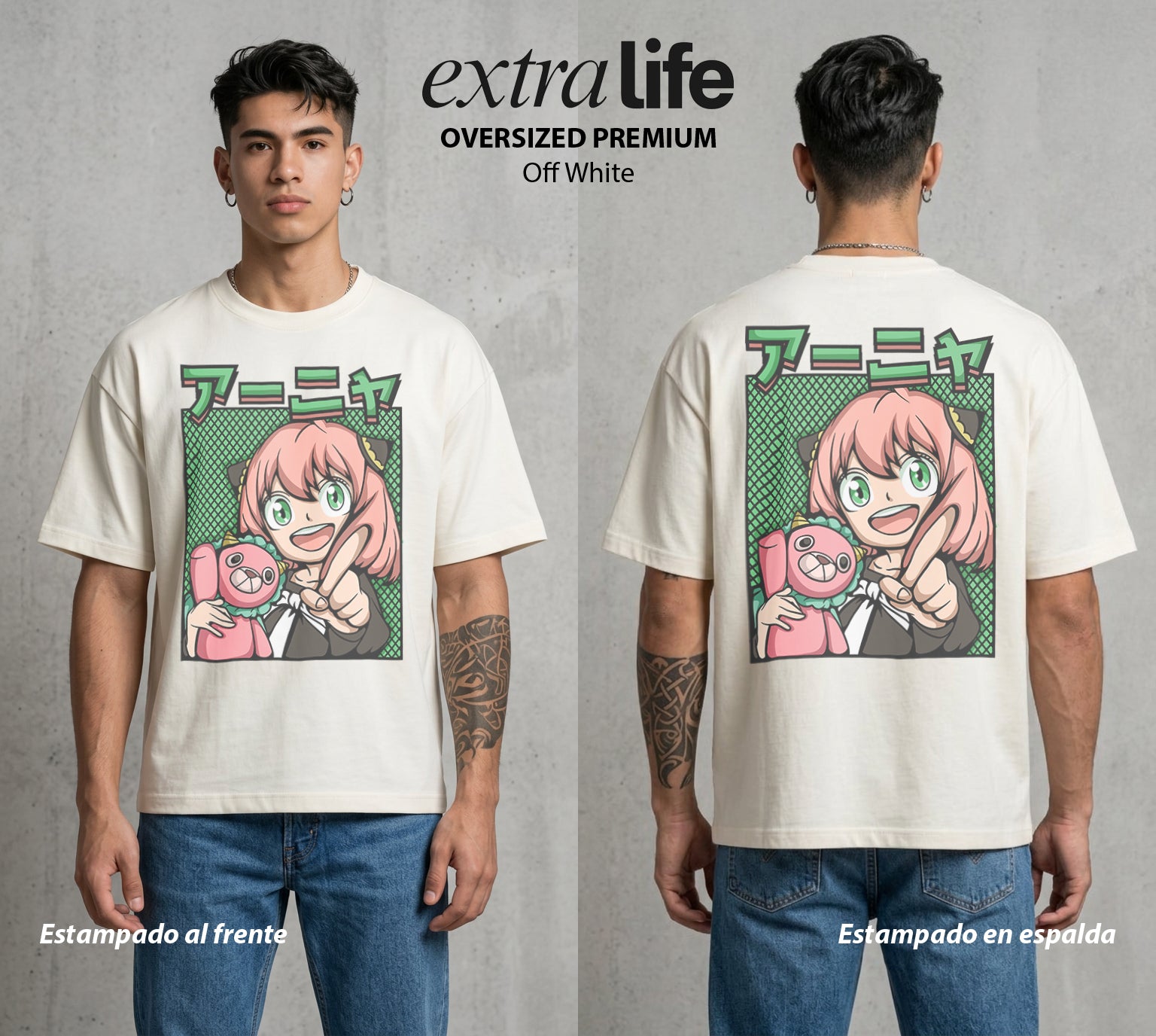 Familia de Operativos | La Espia del Jardin #04124 - Playera Oversized Premium | Off White - Foto en modelo