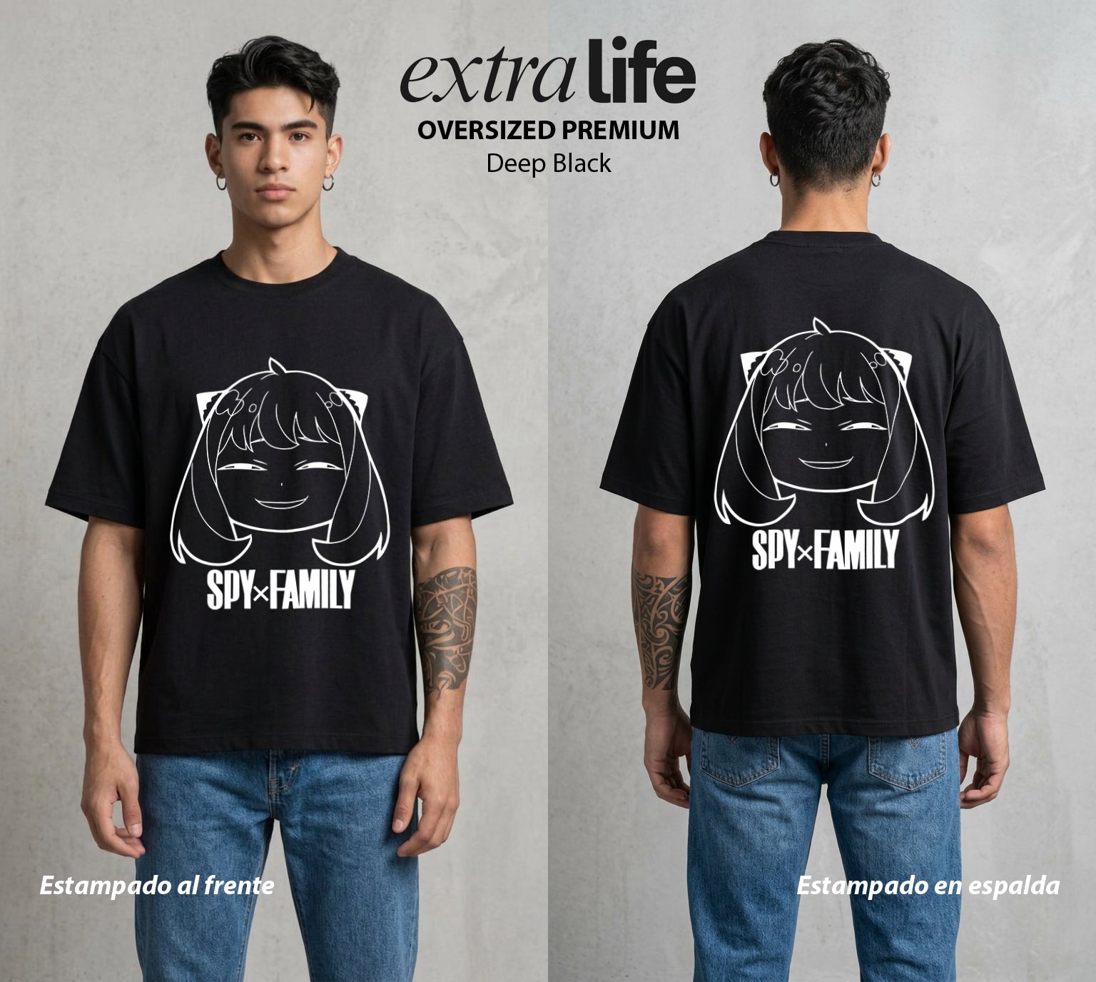 Familia de Operativos | La Mente que Todo Lee #04126 - Playera Oversized Premium | Deep Black - Foto en modelo