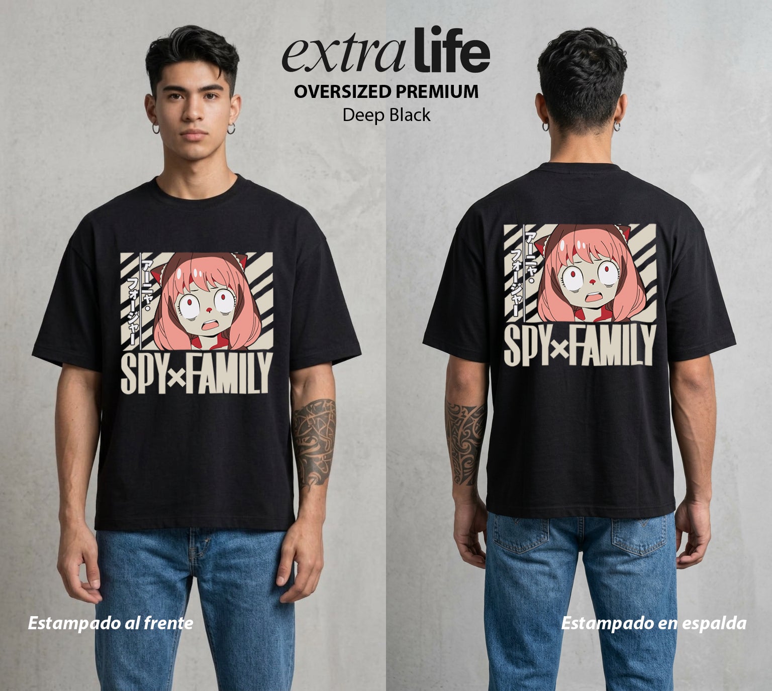 Familia de Operativos | La Psiquica del Hogar #04128 - Playera Oversized Premium | Deep Black - Foto en modelo