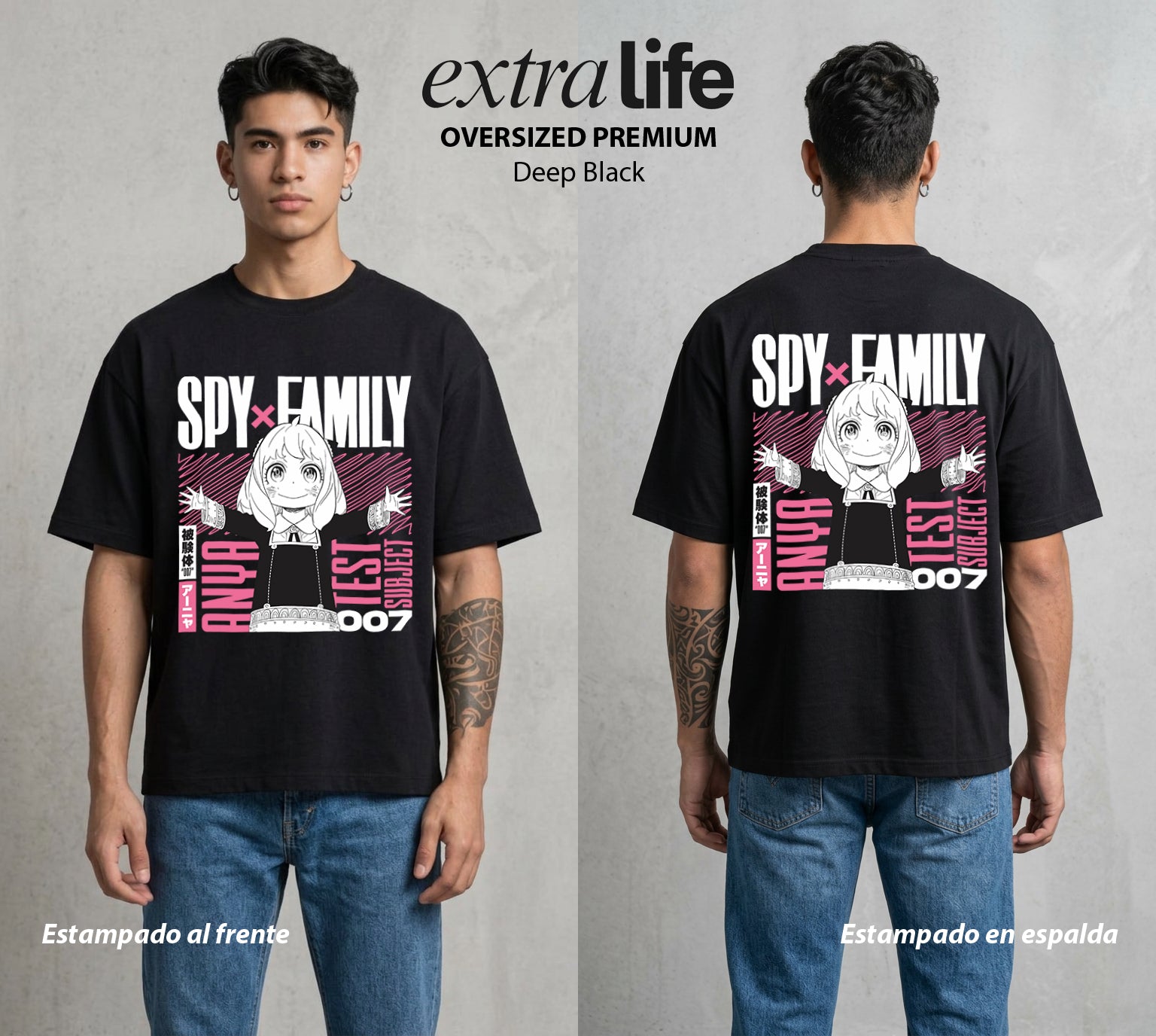 Familia de Operativos | La Agente Telepática #04130 - Playera Oversized Premium | Deep Black - Foto en modelo