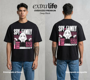 Familia de Operativos | La Agente Telepática #04130 - Playera Oversized Premium | Deep Black - Foto en modelo