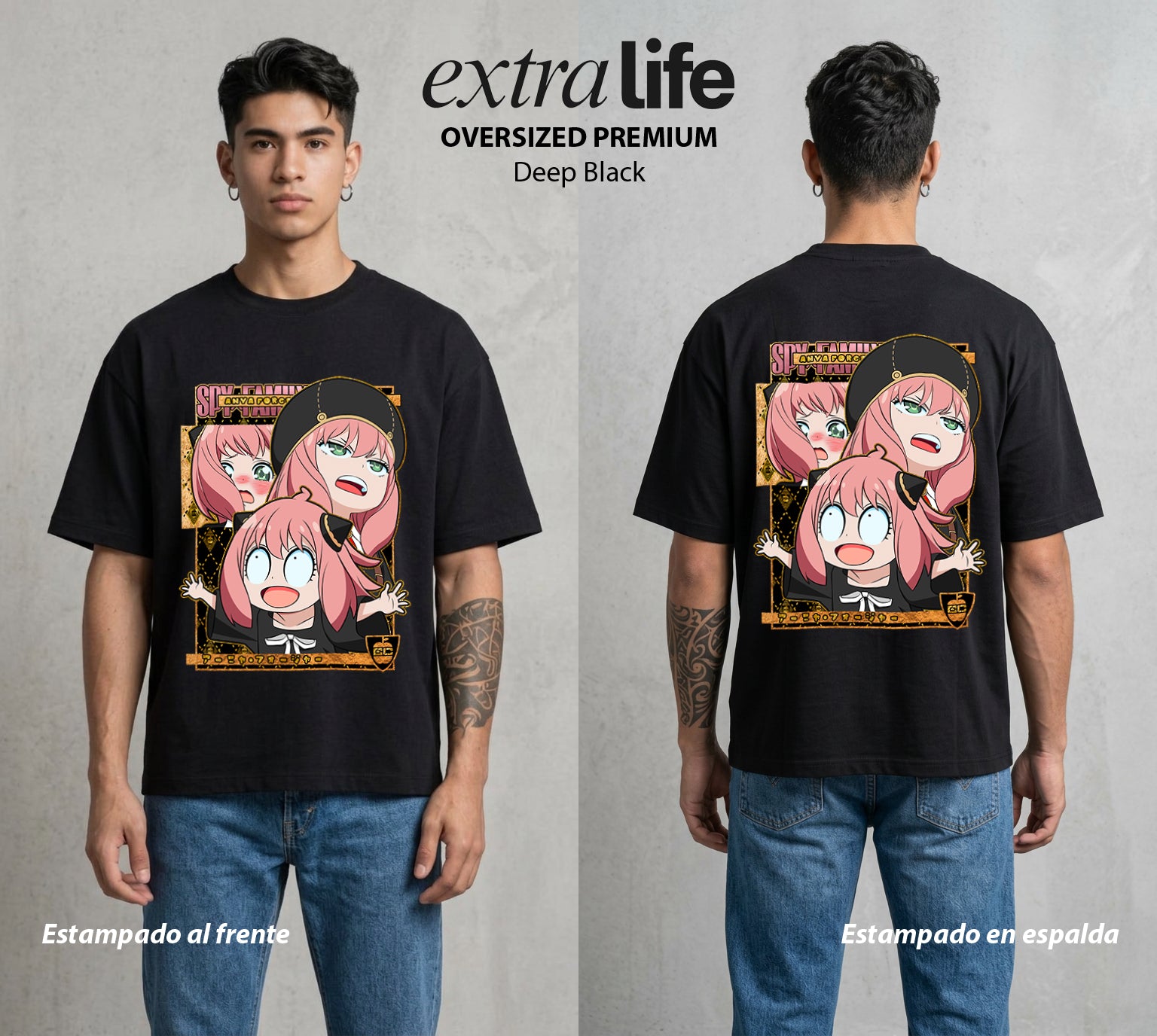Familia de Operativos | La Espia del Jardin #04131 - Playera Oversized Premium | Deep Black - Foto en modelo