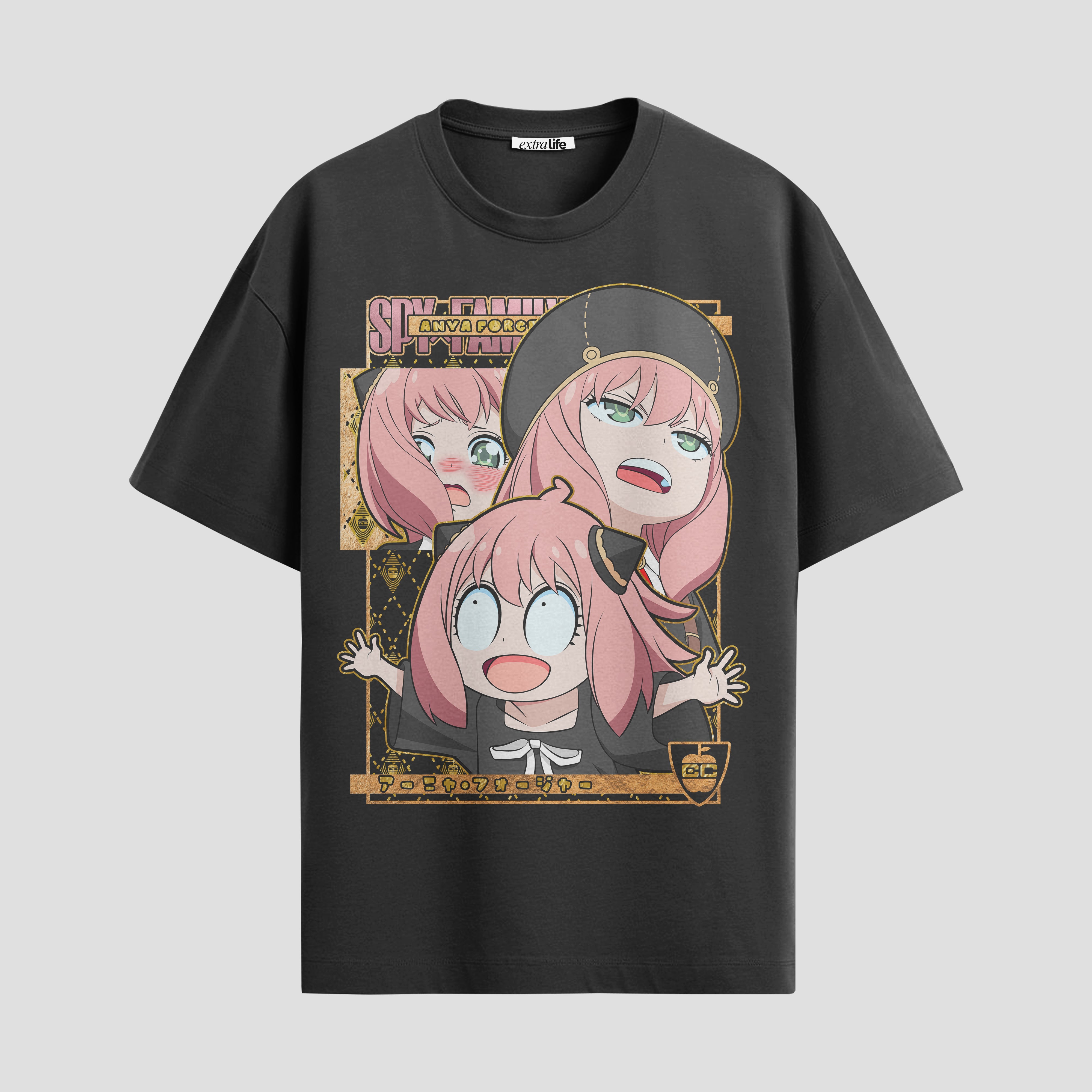 Playera urbana de anime y gaming ExtraLife MX, corte Standard Fit unisex ligero y transpirable en color Deep Black y Pure White, ropa de uso diario para gym y casual.