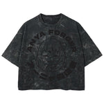 Playera streetwear premium de anime y gaming ExtraLife MX, corte boxy deluxe mineral wash heavyweight en color Acid Wash, moda urbana mexicana de culto.