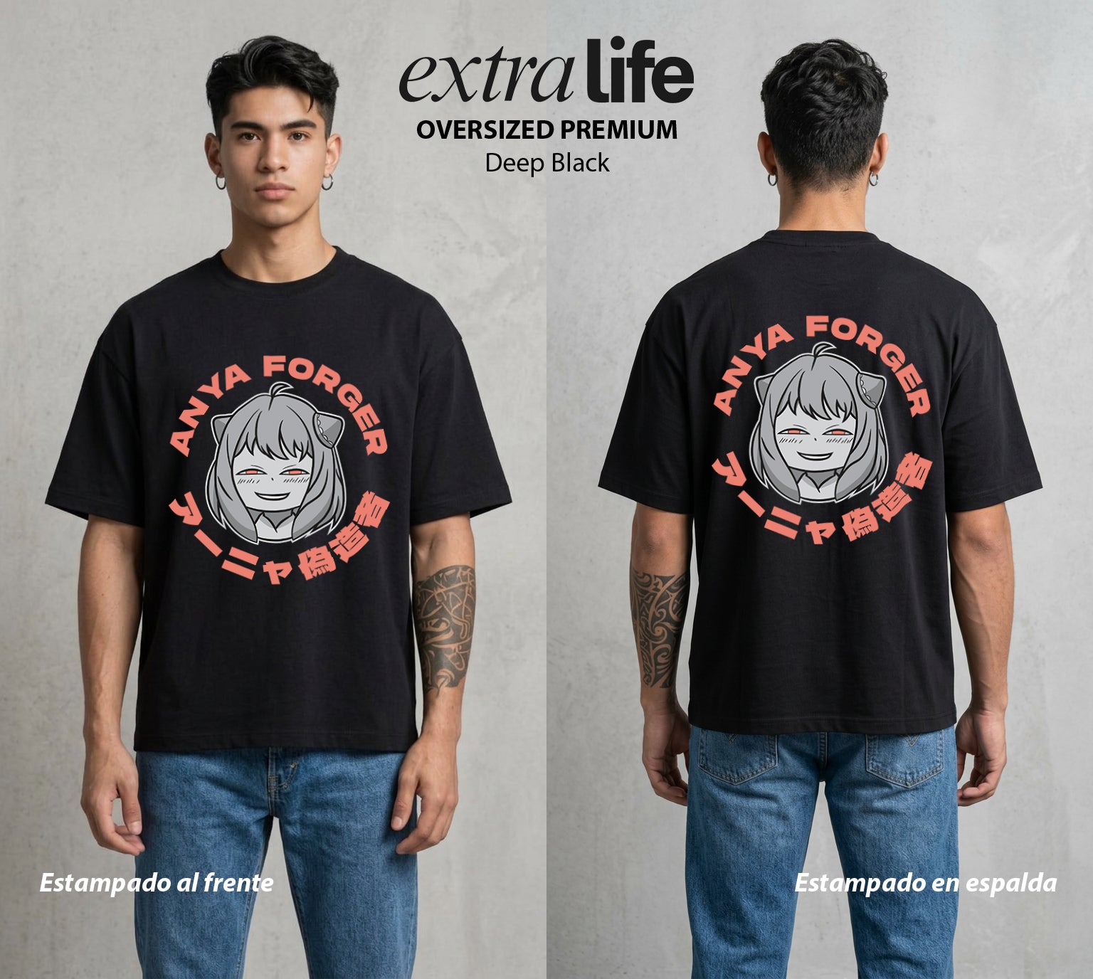 Familia de Operativos | La Espia del Jardin #04133 - Playera Oversized Premium | Deep Black - Foto en modelo