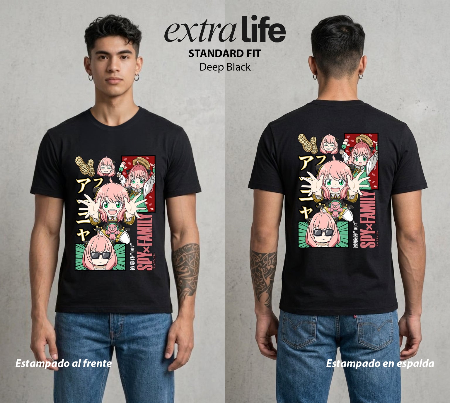 Familia de Operativos | Waku Waku del Bien #04134 - Playera Standard Fit | Deep Black - Foto en modelo