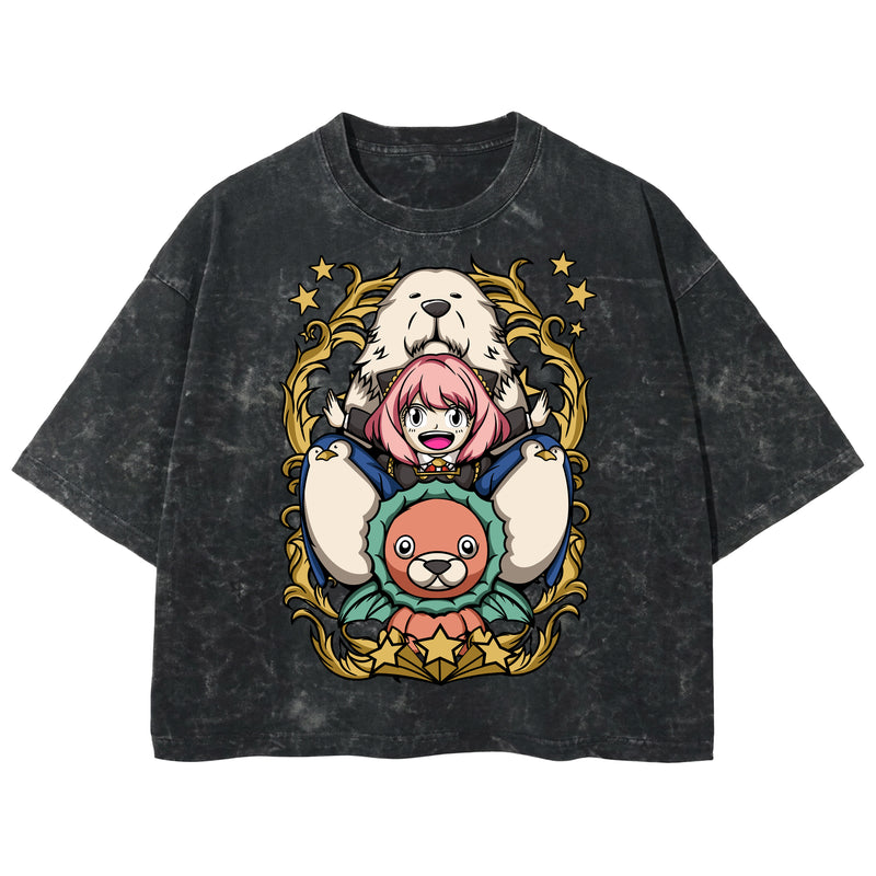 Playera streetwear premium de anime y gaming ExtraLife MX, corte boxy deluxe mineral wash heavyweight en color Acid Wash, moda urbana mexicana de culto.