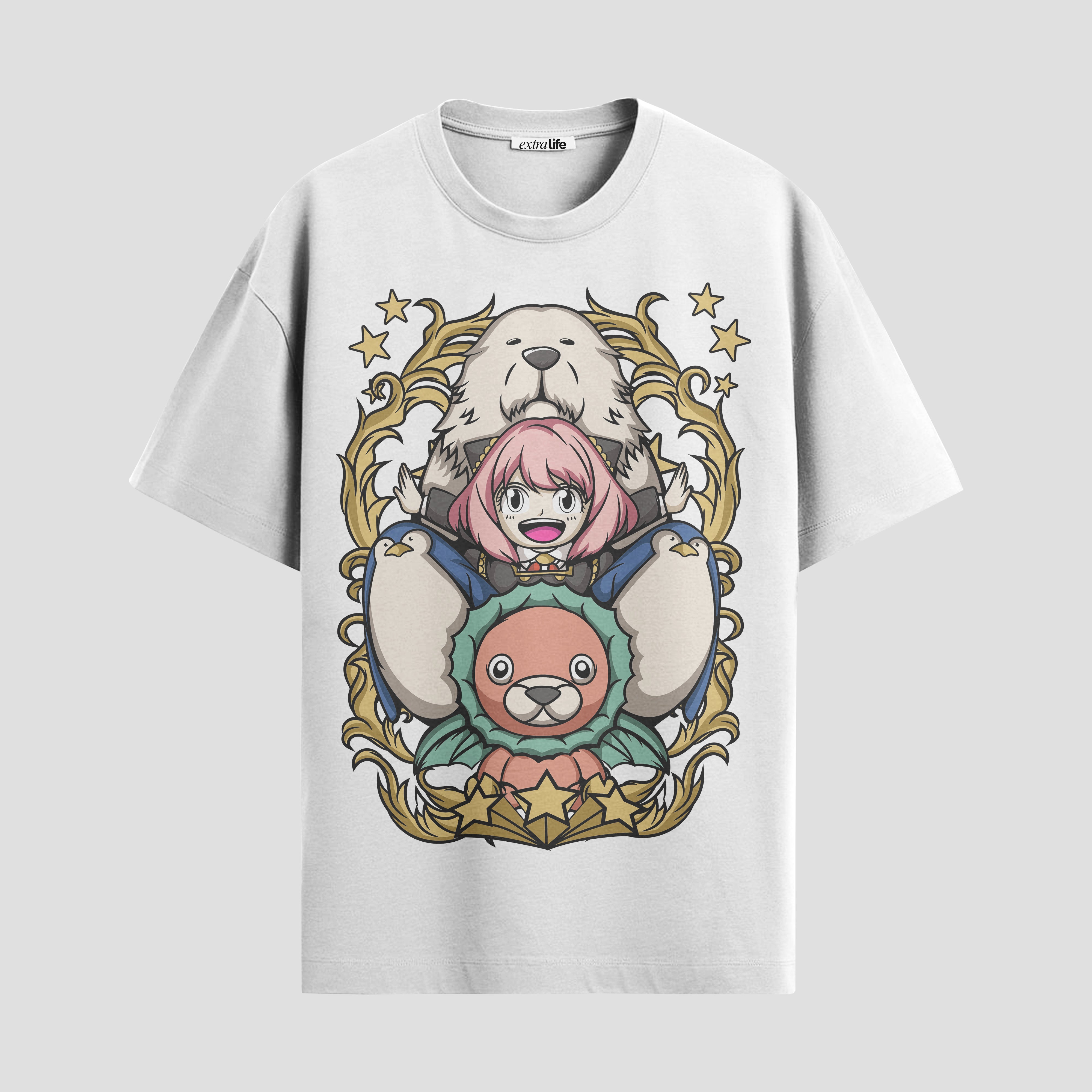 Playera urbana de anime y gaming ExtraLife MX, corte Standard Fit unisex ligero y transpirable en color Deep Black y Pure White, ropa de uso diario para gym y casual.