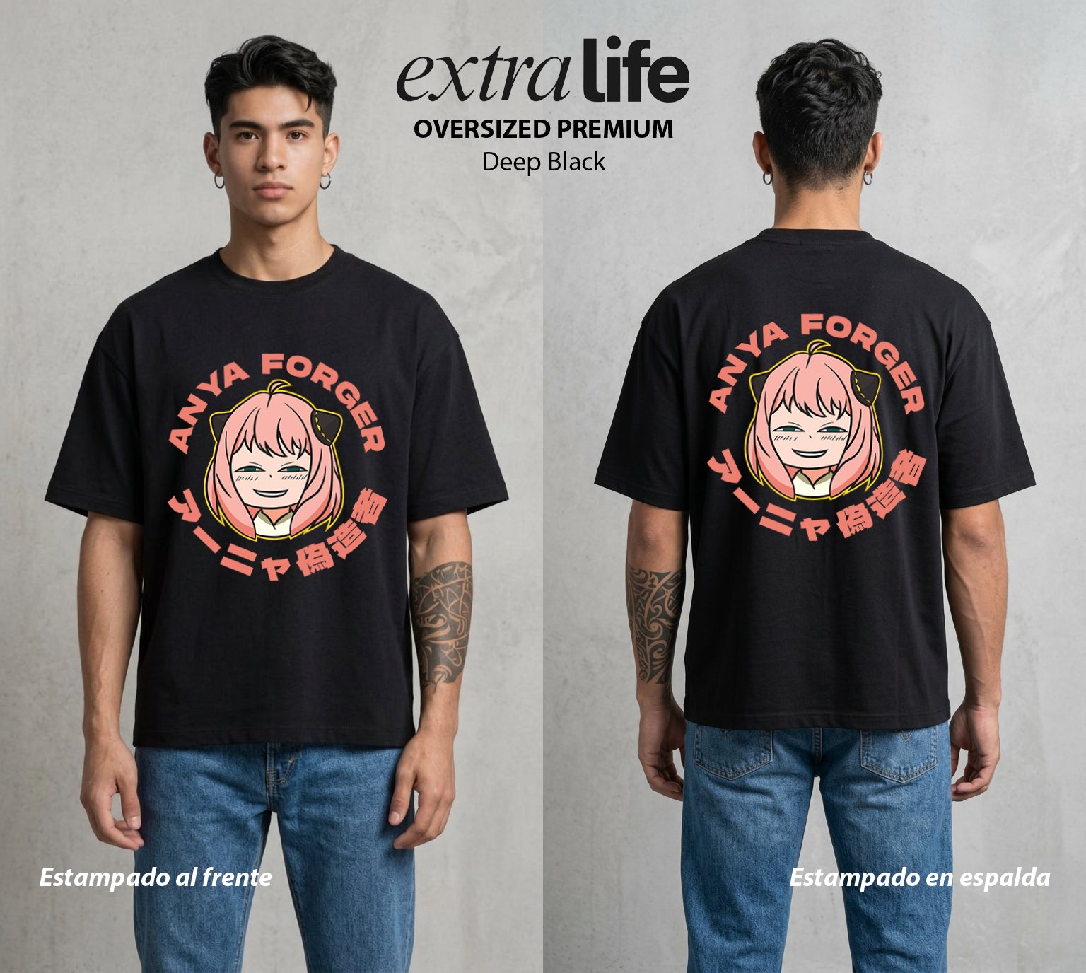 Familia de Operativos | La Hija Secreta #04136 - Playera Oversized Premium | Deep Black - Foto en modelo