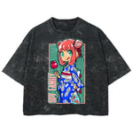 Playera streetwear premium de anime y gaming ExtraLife MX, corte boxy deluxe mineral wash heavyweight en color Acid Wash, moda urbana mexicana de culto.