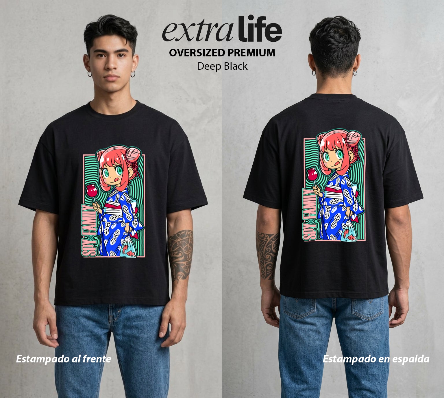 Familia de Operativos | La Psiquica del Hogar #04137 - Playera Oversized Premium | Deep Black - Foto en modelo
