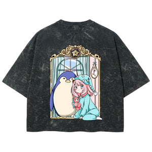 Playera streetwear premium de anime y gaming ExtraLife MX, corte boxy deluxe mineral wash heavyweight en color Acid Wash, moda urbana mexicana de culto.