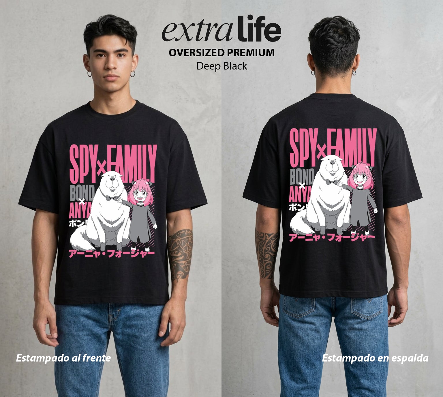 Familia de Operativos | La Agente Telepática #04141 - Playera Oversized Premium | Deep Black - Foto en modelo