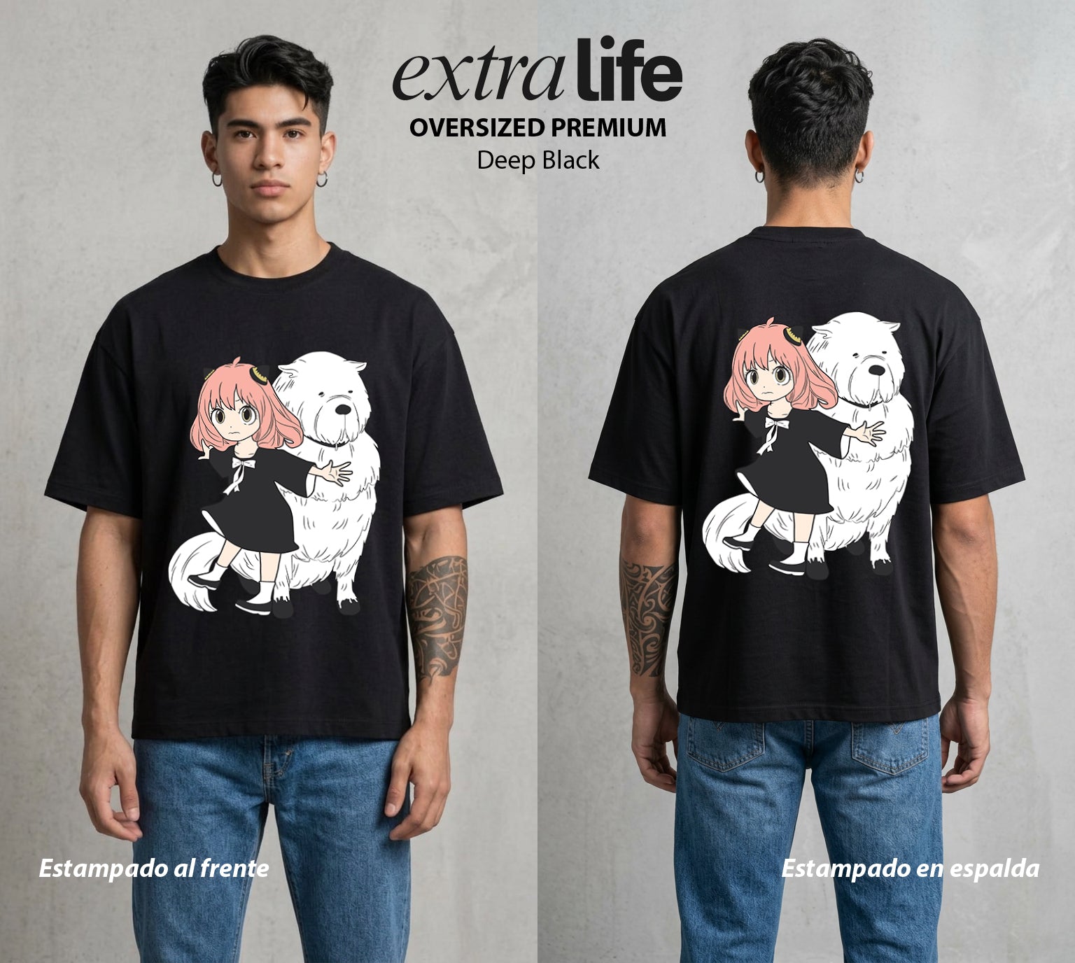 Familia de Operativos | La Espia del Jardin #04142 - Playera Oversized Premium | Deep Black - Foto en modelo