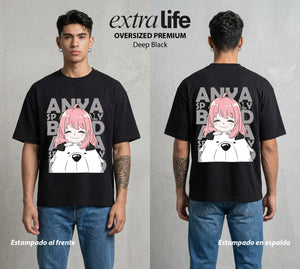 Familia de Operativos | Waku Waku del Bien #04143 - Playera Oversized Premium | Deep Black - Foto en modelo