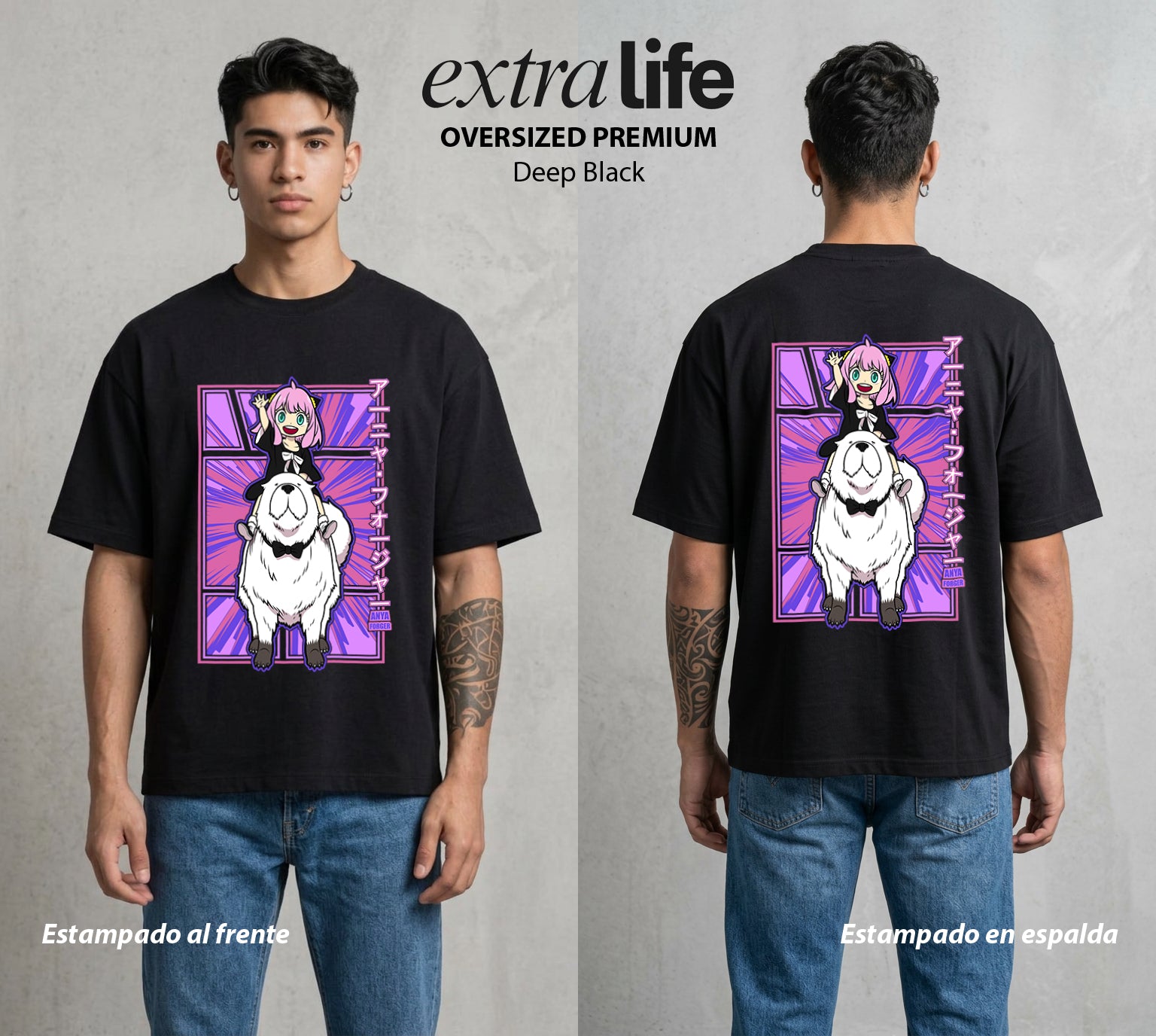 Familia de Operativos | La Mente que Todo Lee #04144 - Playera Oversized Premium | Deep Black - Foto en modelo