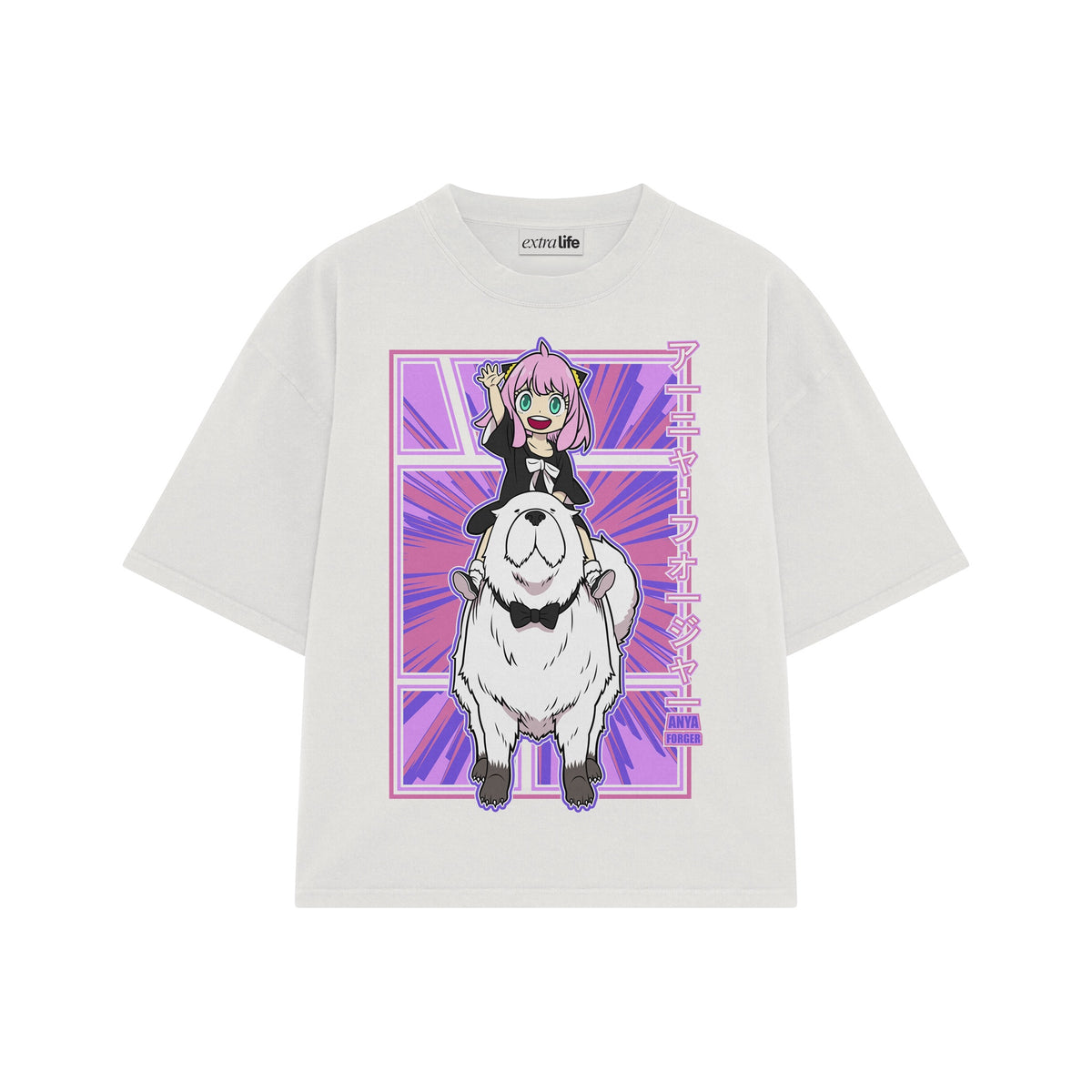 Playera streetwear premium de anime y gaming ExtraLife MX, corte oversized drop shoulder ligero y fresco en color Deep Black y Off-White, moda urbana mexicana de culto.