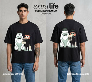 Familia de Operativos | La Hija Secreta #04145 - Playera Oversized Premium | Deep Black - Foto en modelo