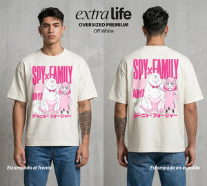 Familia de Operativos | La Psiquica del Hogar #04146 - Playera Oversized Premium | Off White - Foto en modelo