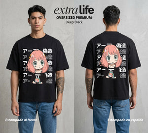 Familia de Operativos | La Agente Telepática #04148 - Playera Oversized Premium | Deep Black - Foto en modelo