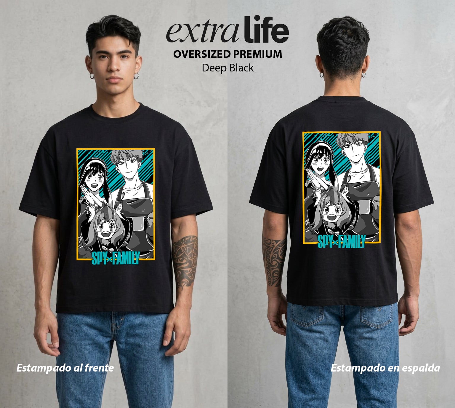 Familia de Operativos | El Padre Espia #04149 - Playera Oversized Premium | Deep Black - Foto en modelo