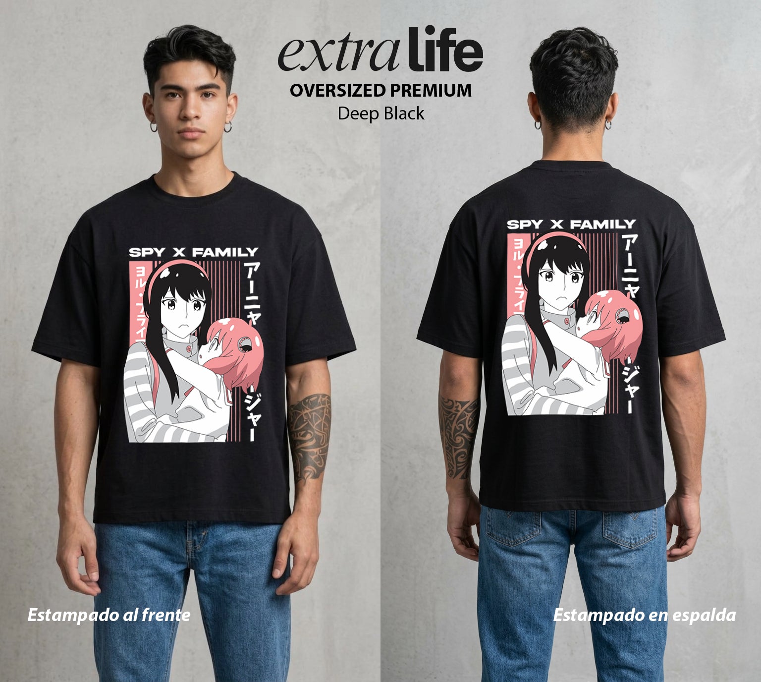 Familia de Operativos | La Madre Asesina #04150 - Playera Oversized Premium | Deep Black - Foto en modelo