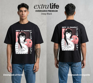 Familia de Operativos | La Madre Asesina #04150 - Playera Oversized Premium | Deep Black - Foto en modelo