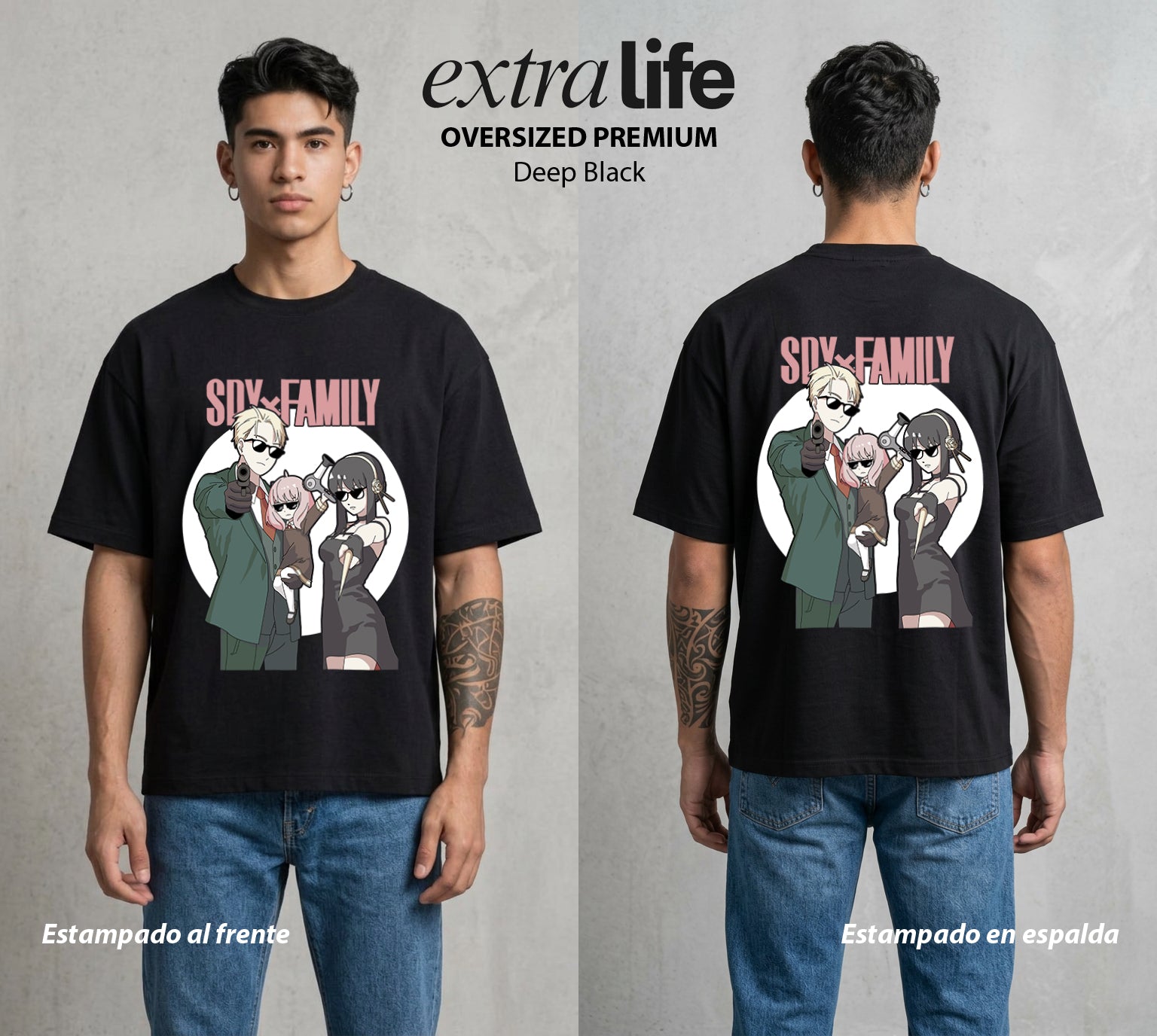 Familia de Operativos | Los del Operativo #04153 - Playera Oversized Premium | Deep Black - Foto en modelo