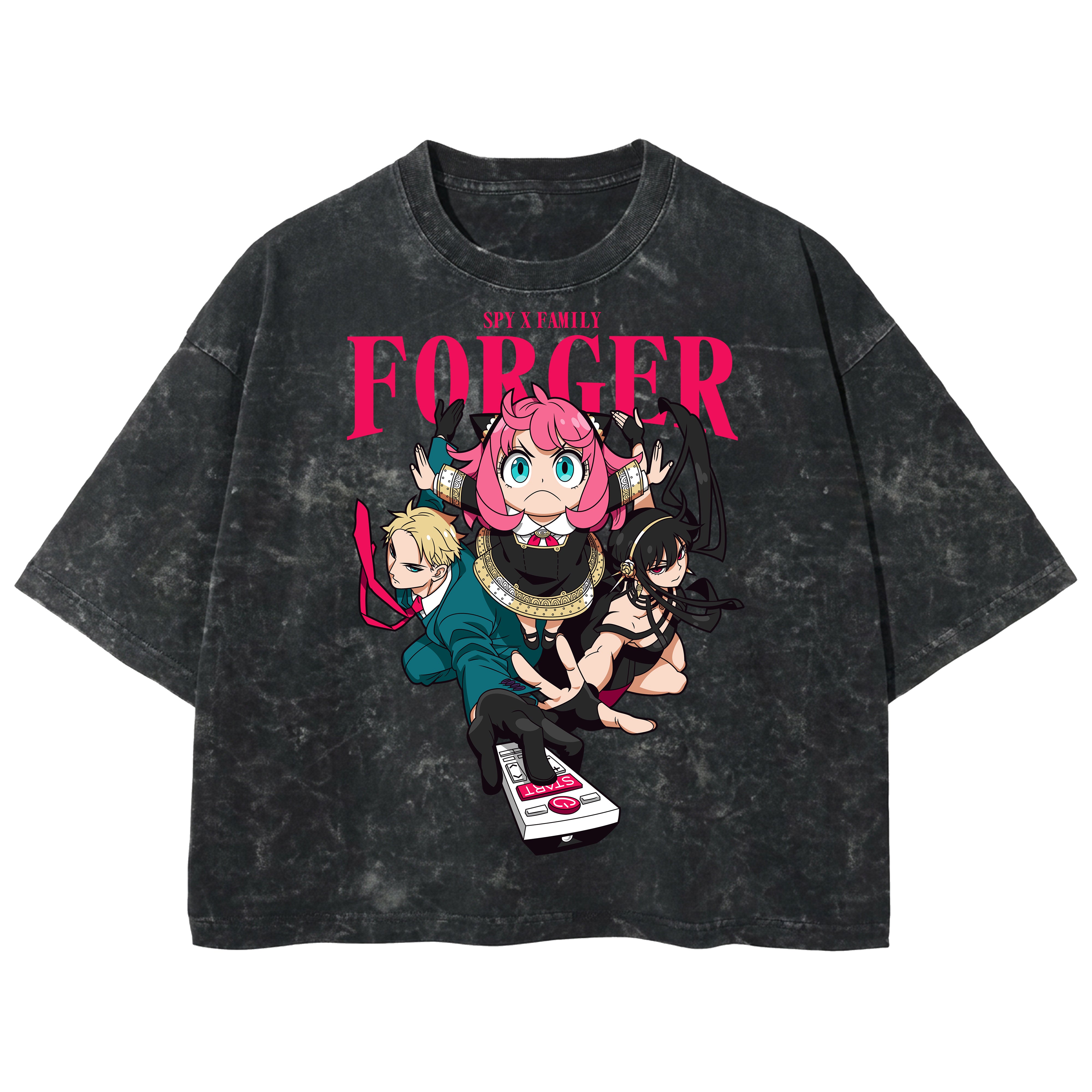 Playera streetwear premium de anime y gaming ExtraLife MX, corte boxy deluxe mineral wash heavyweight en color Acid Wash, moda urbana mexicana de culto.