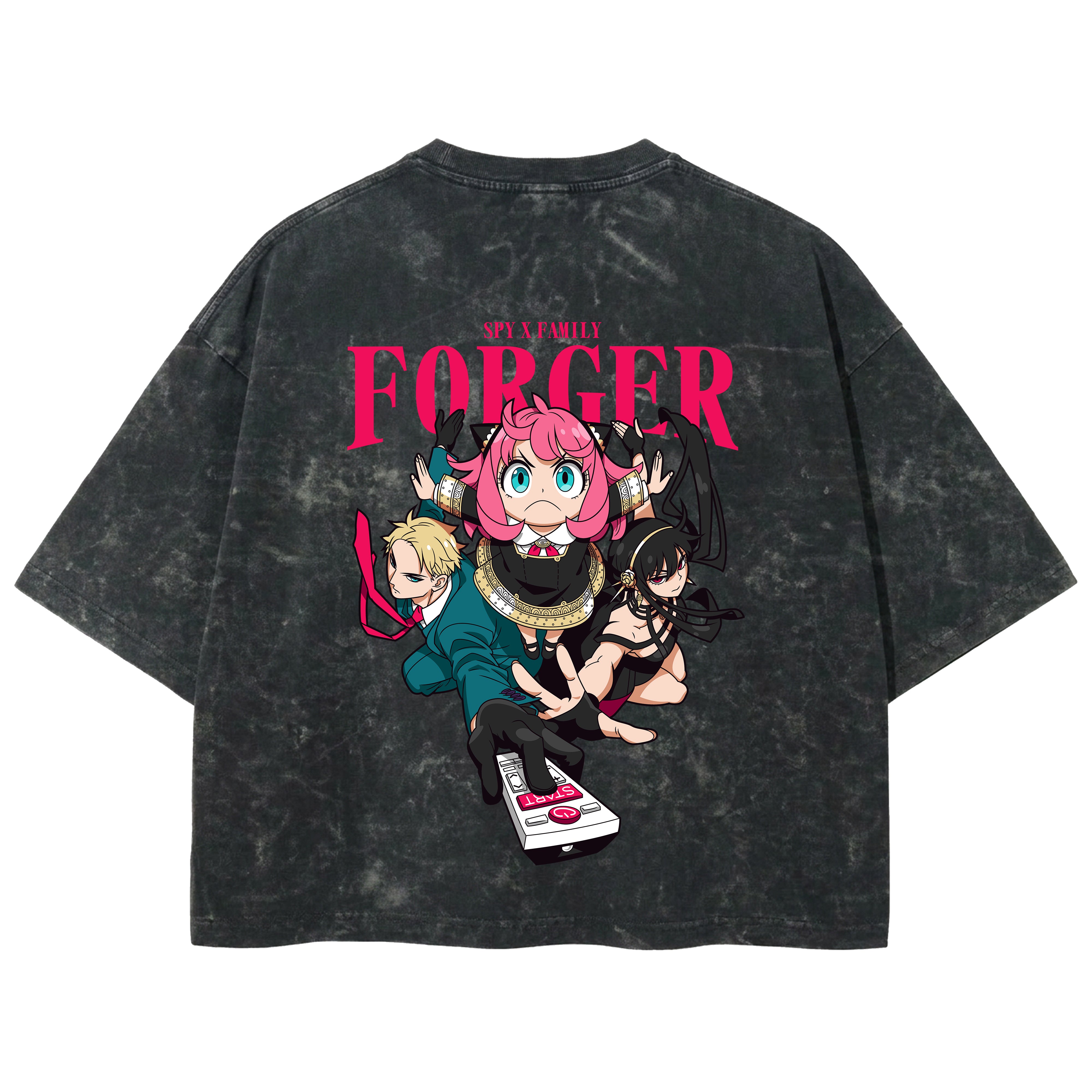 Playera streetwear premium de anime y gaming ExtraLife MX, corte boxy deluxe mineral wash heavyweight en color Acid Wash, moda urbana mexicana de culto.